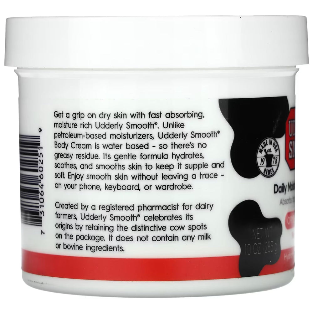 Application rapide Udderly Smooth sans effet gras sur la peau.