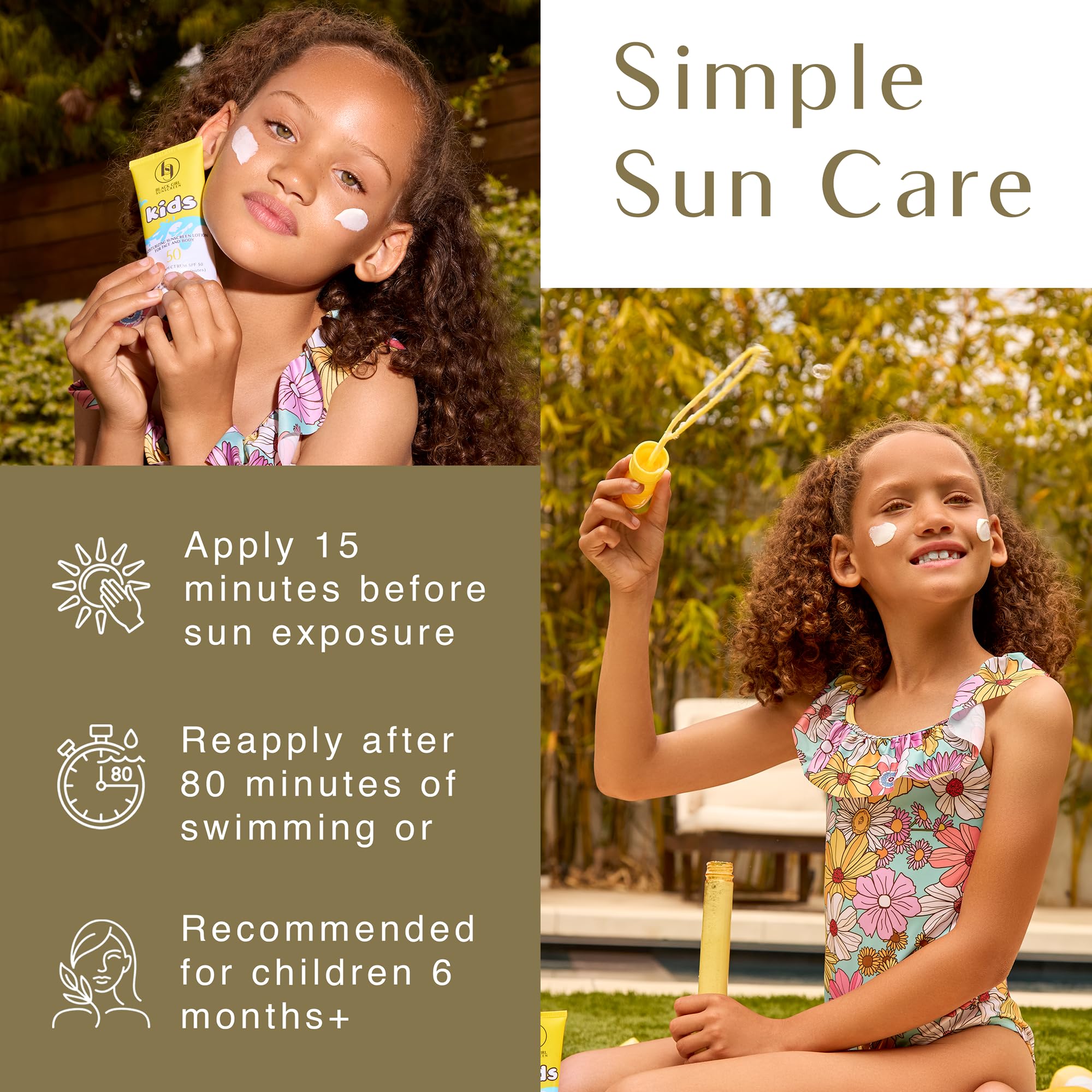 Applying BLACK GIRL SUNSCREEN Kids before sun exposure for protection