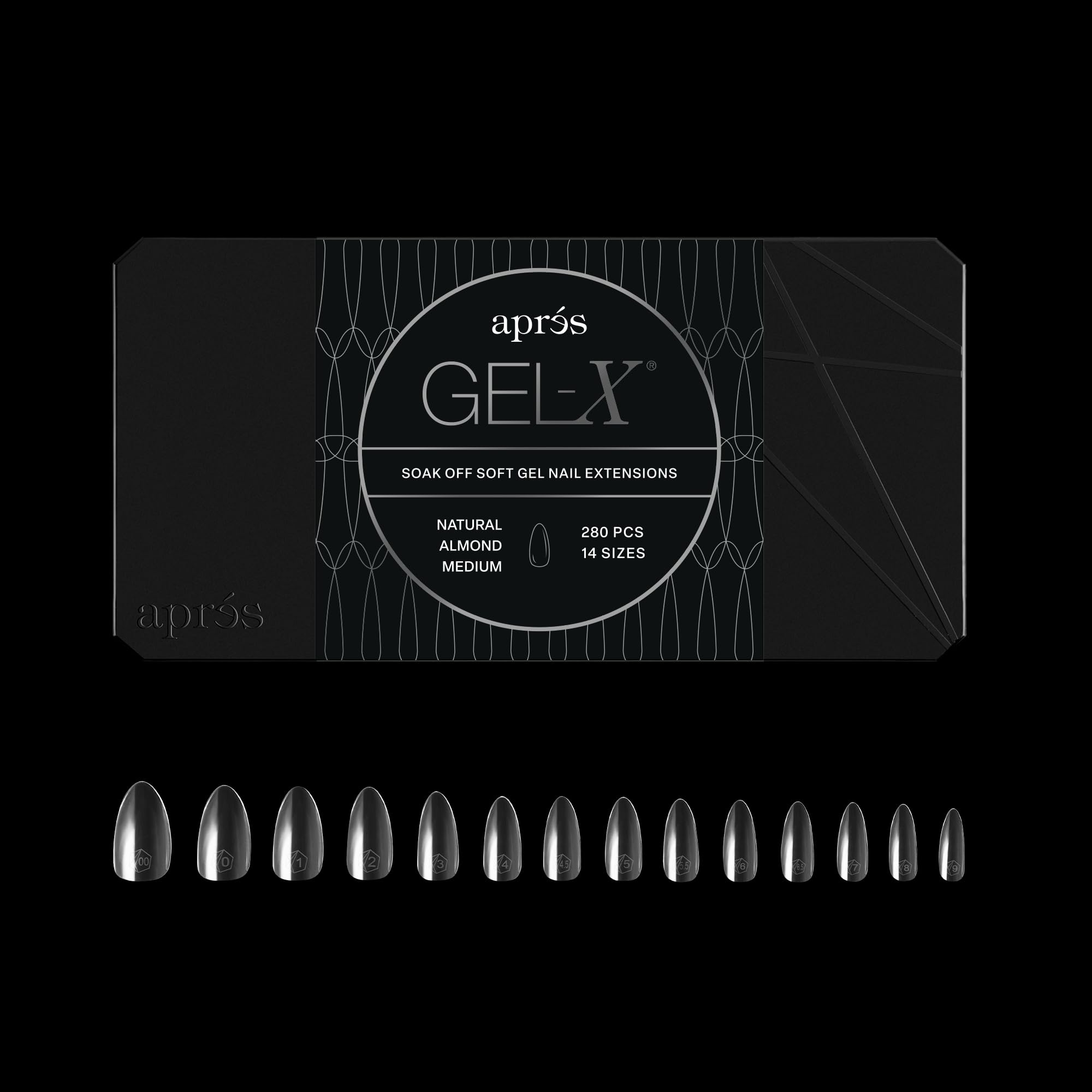 APRÉS Gel-X, embouts amande naturelle, ajustement précis et fini naturel.