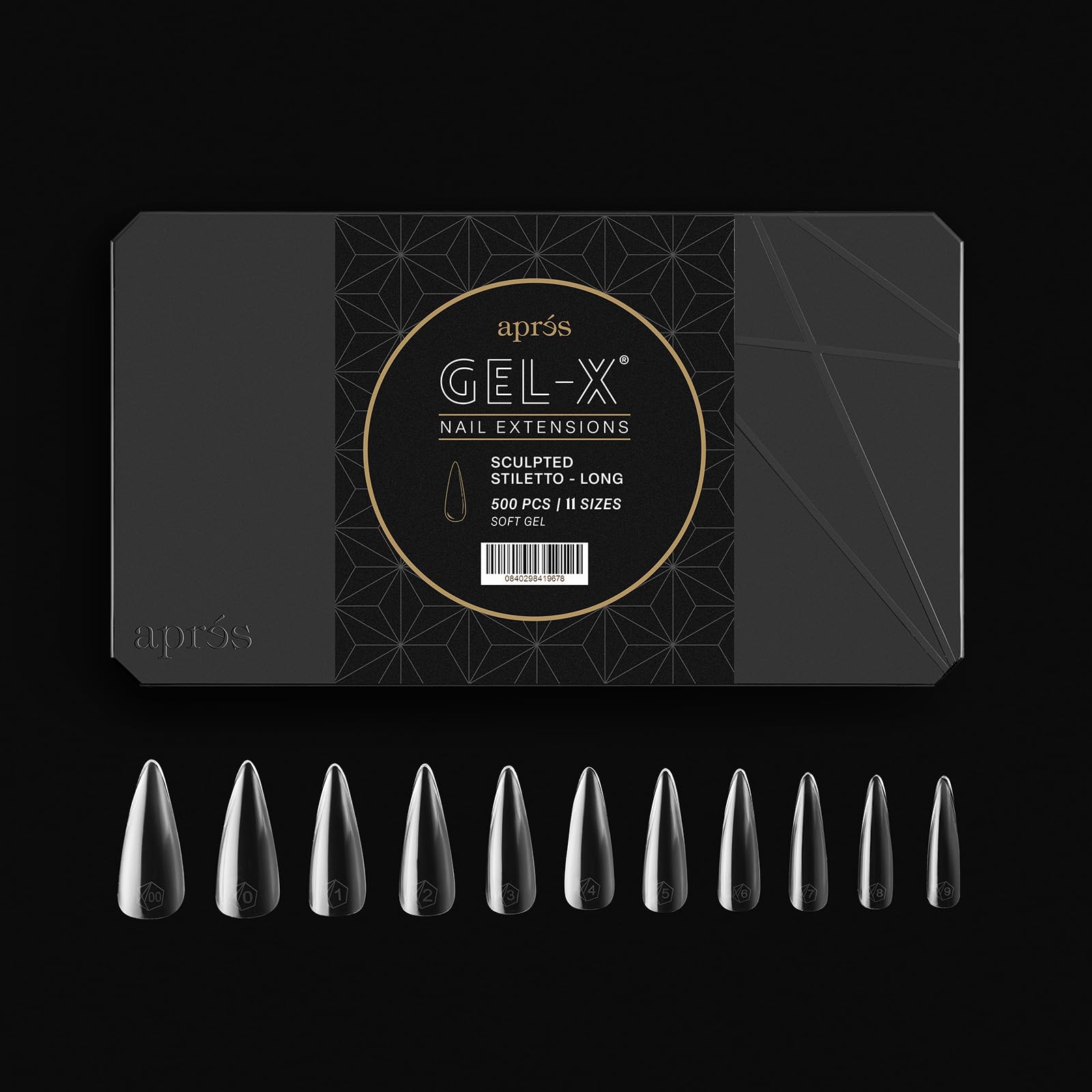 APRÉS Gel-X tailles 00 à 9, choix précis pour chaque ongle.