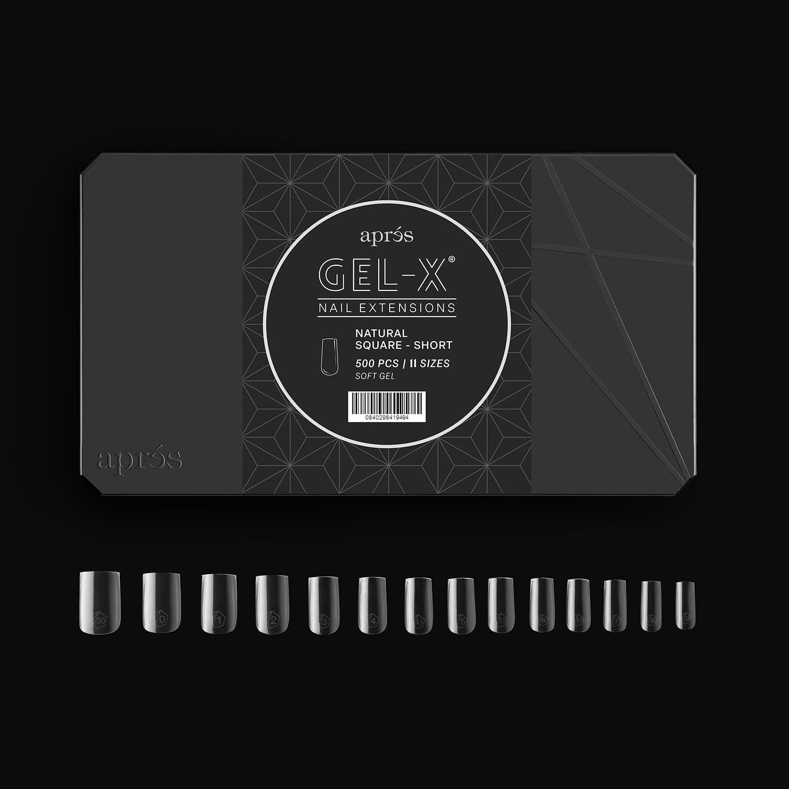 APRÉS Gel-X tailles 00 à 9 pour un ajustement personnalisé.