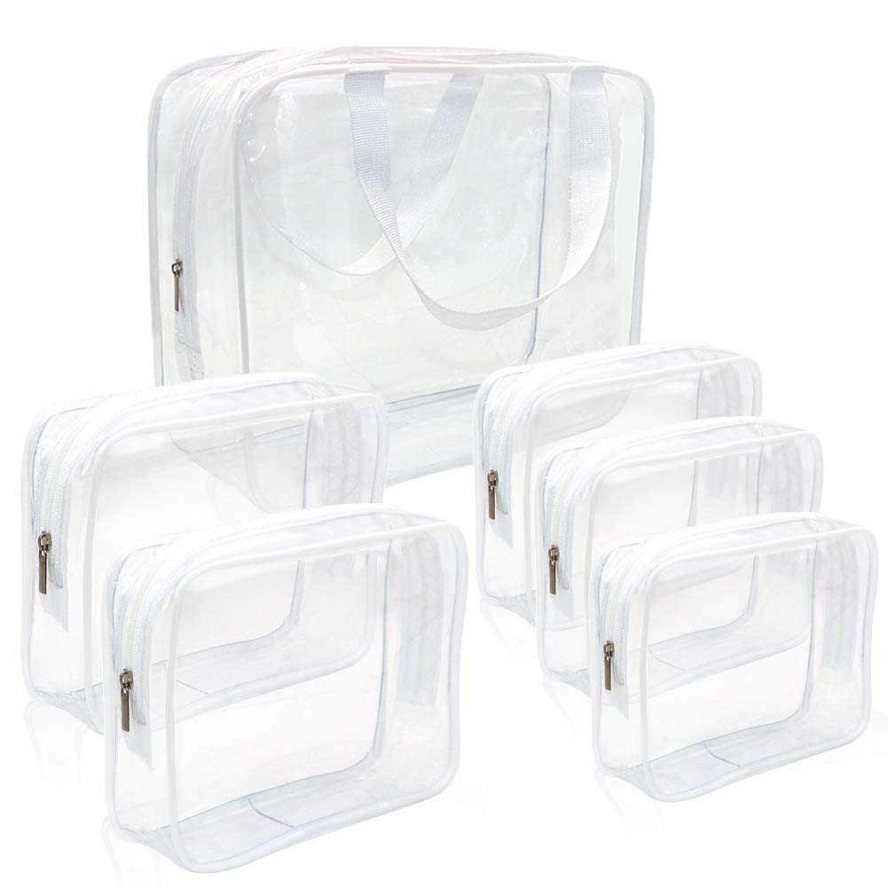 APREUTY grand sac maquillage transparent, visibilité rapide des cosmétiques lors des voyages.