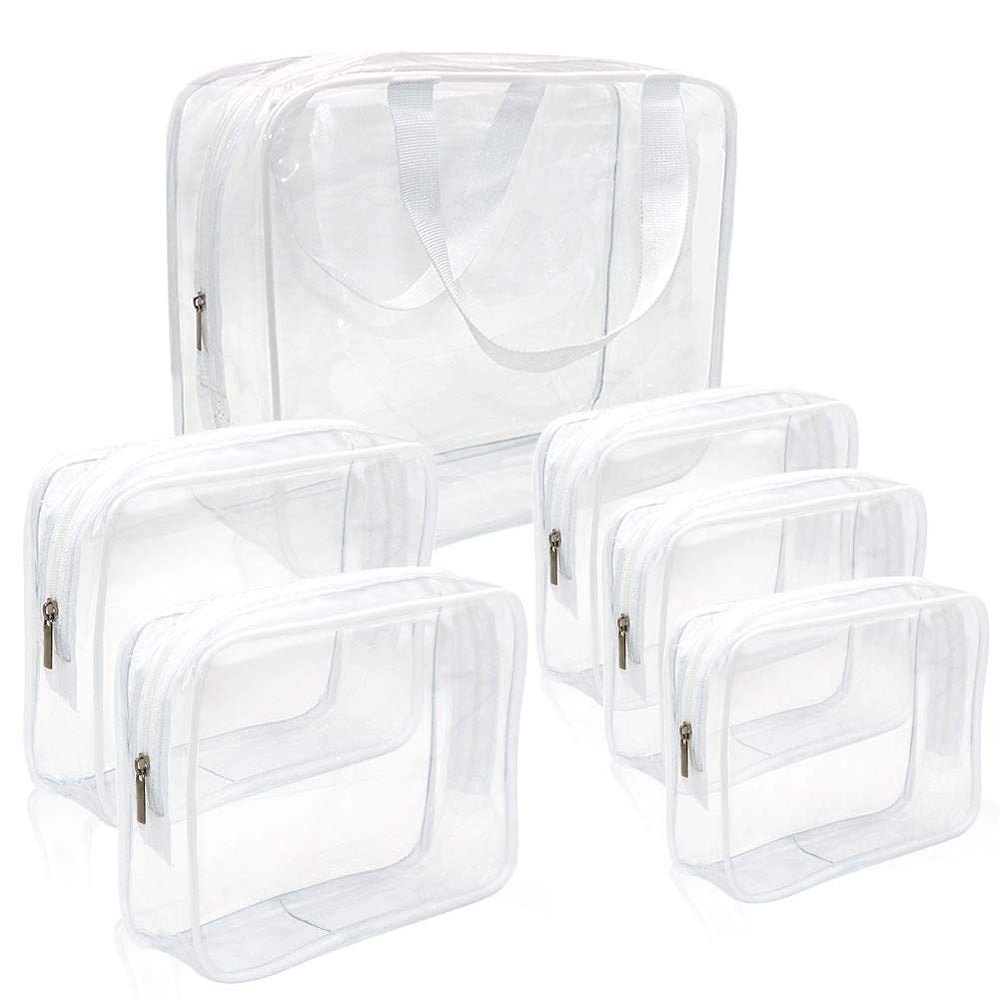 APREUTY grand sac maquillage transparent, visibilité rapide des cosmétiques lors des voyages.