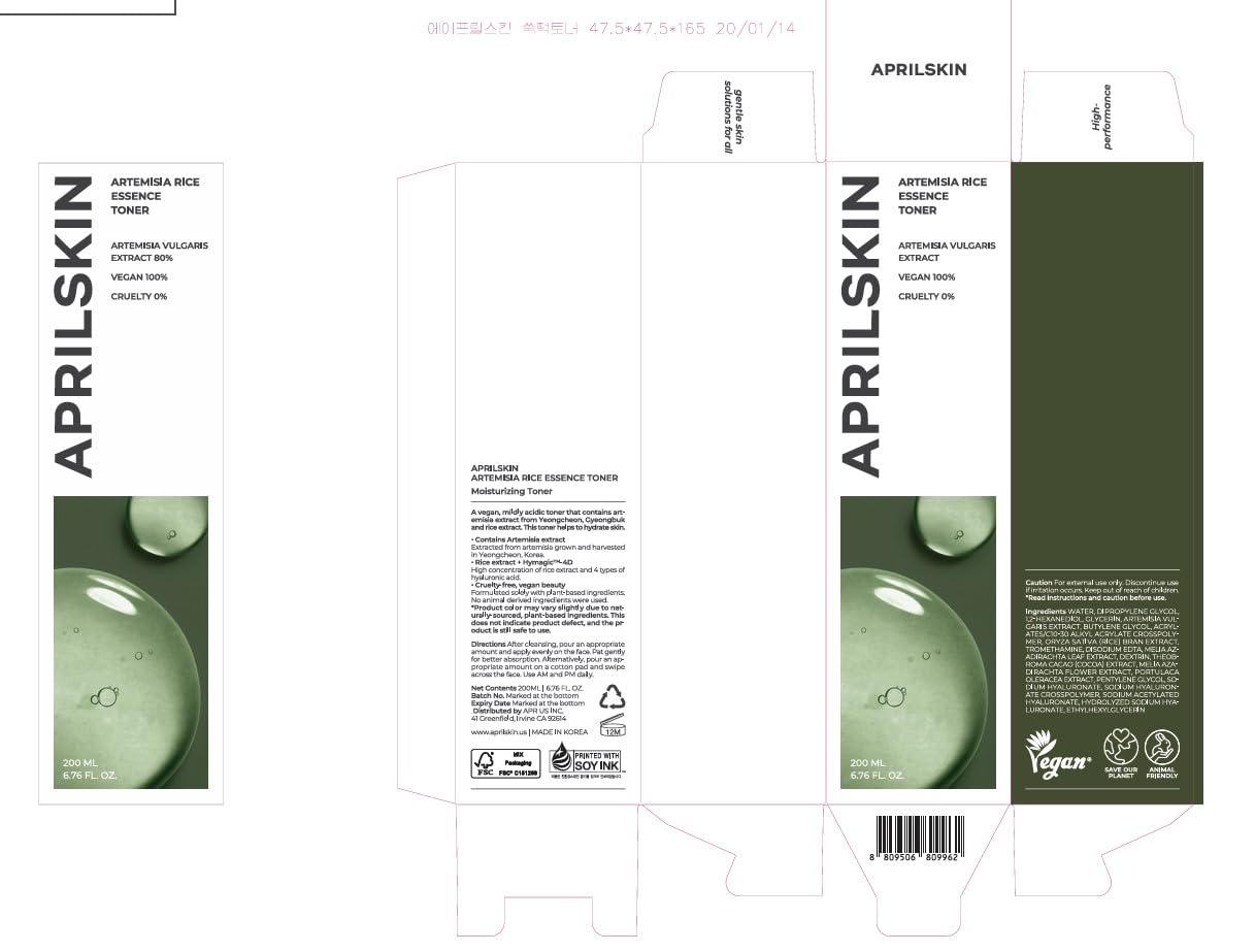 APRILSKIN Artemisia toner bottle displayed with soft lighting.