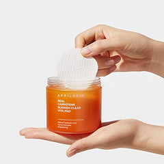 APRILSKIN Carrotene Pads en action sur la peau.