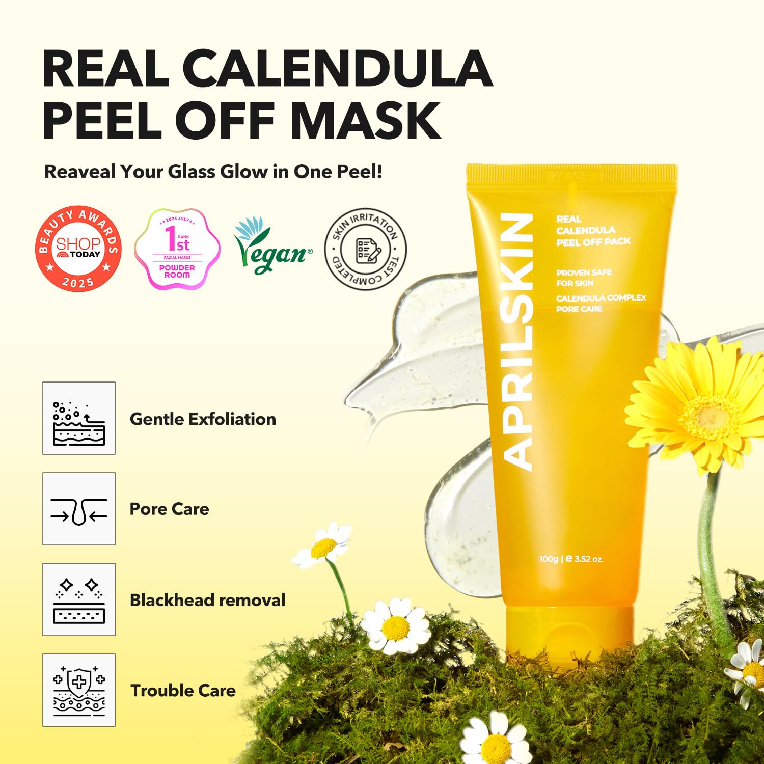 APRILSKIN masque-peel-off calendula : application homogène avec pinceau