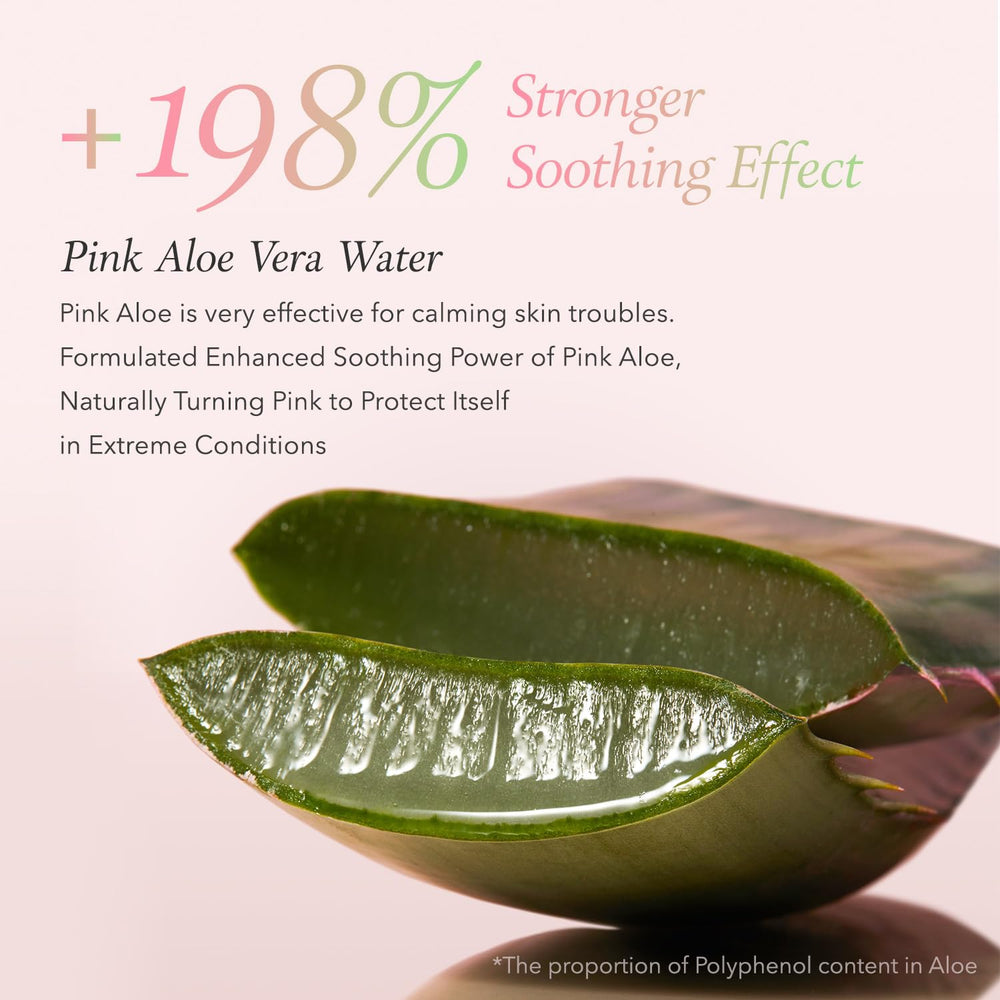 APRILSKIN Pink Aloe Vita Toner ingredients bottle featuring 80% pink aloe vera water.