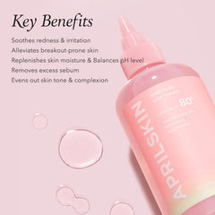 APRILSKIN Pink Aloe Vita Toner liquid texture highlights non-sticky, breathable hydration.
