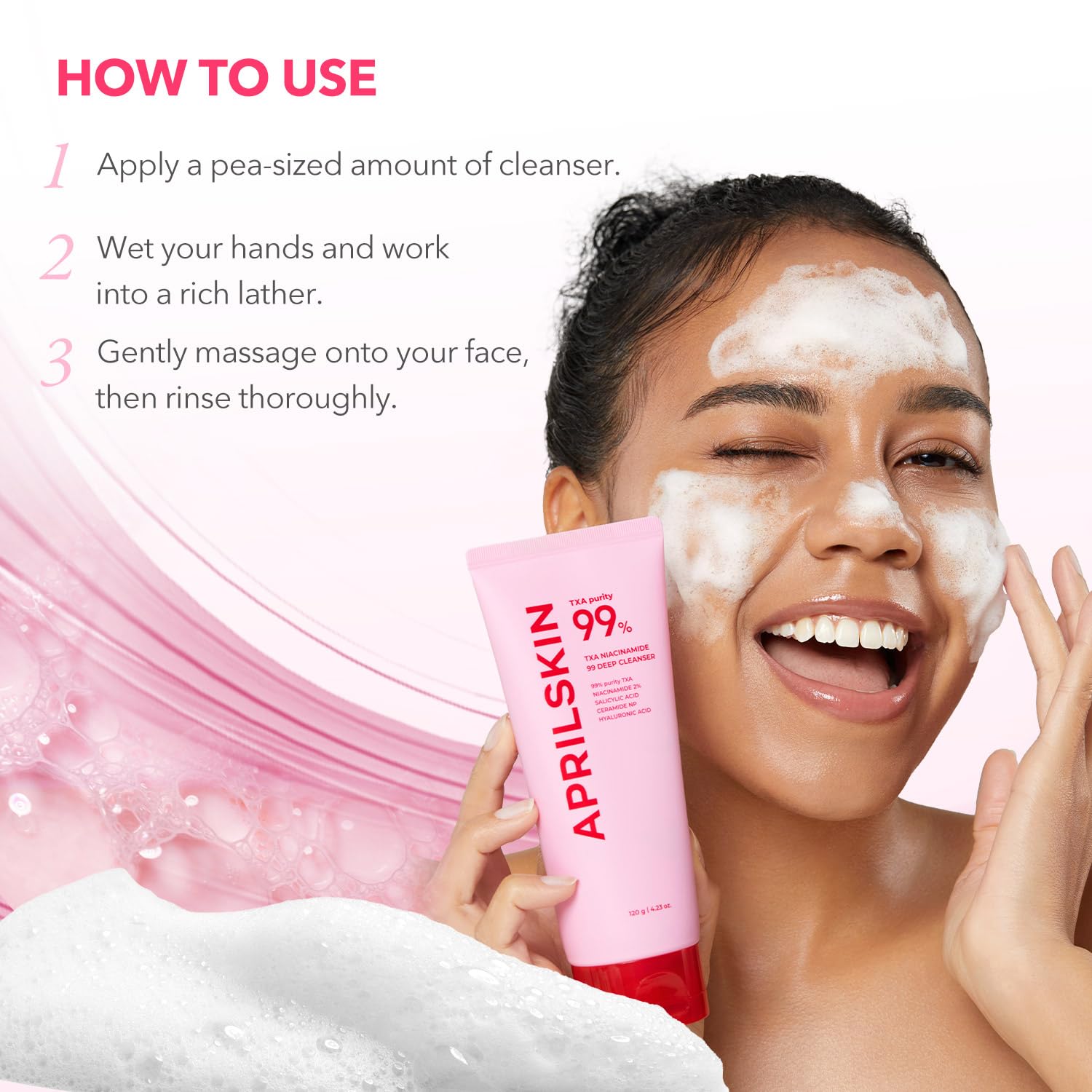 APRILSKIN TXA Niacinamide cleanser with ceramide hydration emphasis on moisture and soothing feel