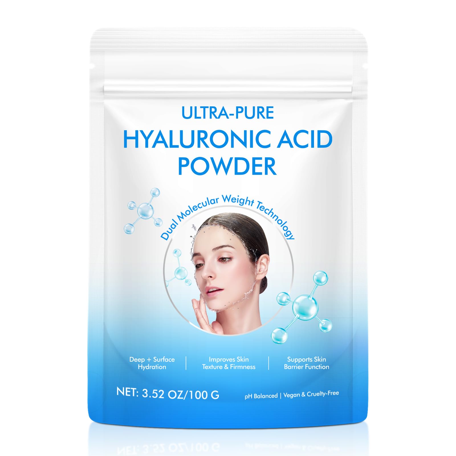 APUUFYQC Poudre Hyaluronique Visage, emballage prêt à l'emploi pour soins.