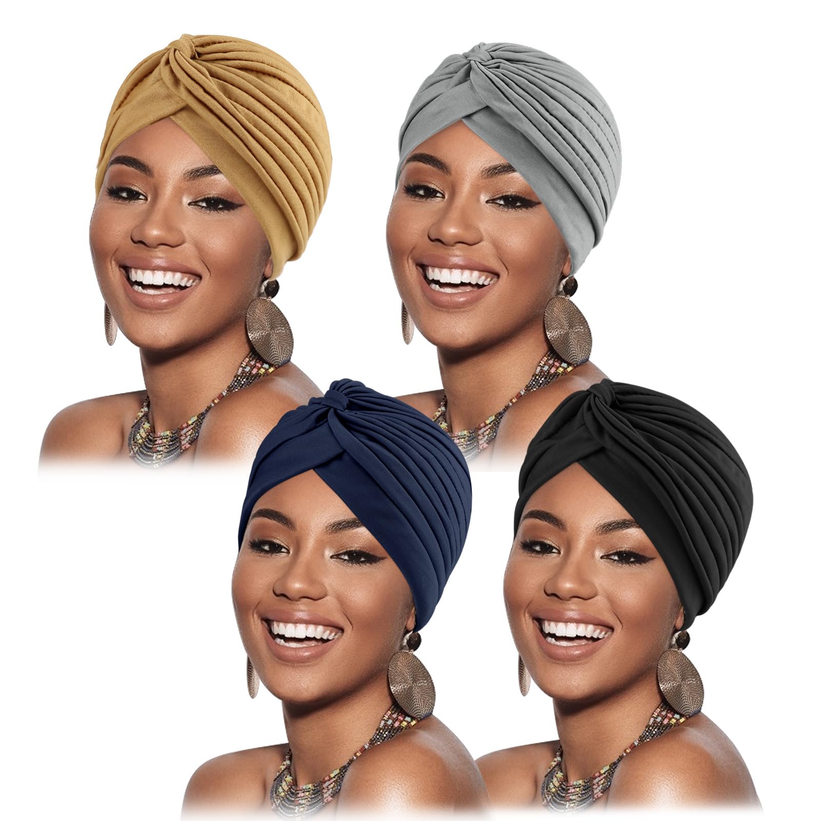 Turban AQOKKA extensible avec pli et noeud croisé pour un style chic.