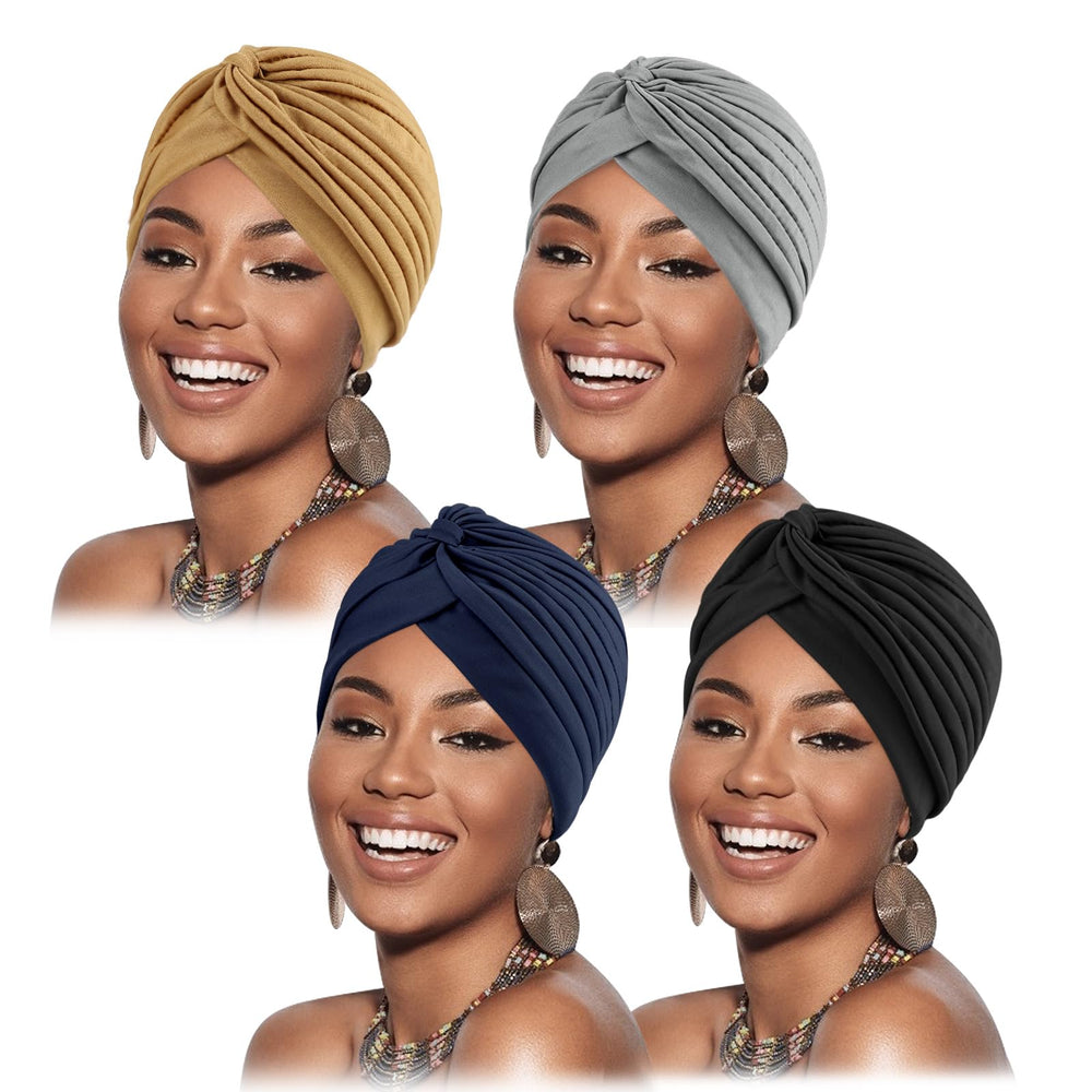 Turban AQOKKA extensible avec pli et noeud croisé pour un style chic.