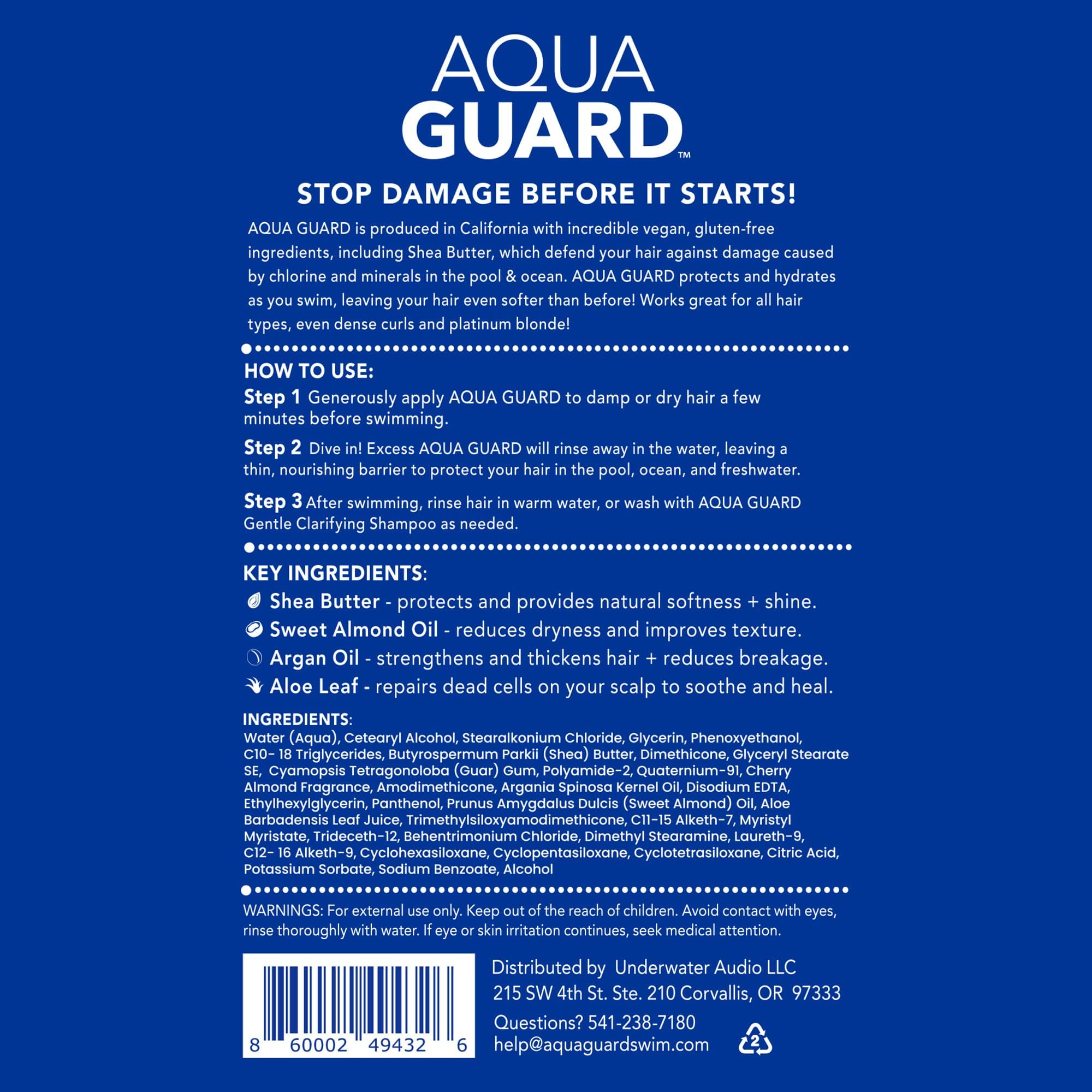 Aqua Guard absorption rapide: 3–5 minutes pour pénétrer avant la nage.