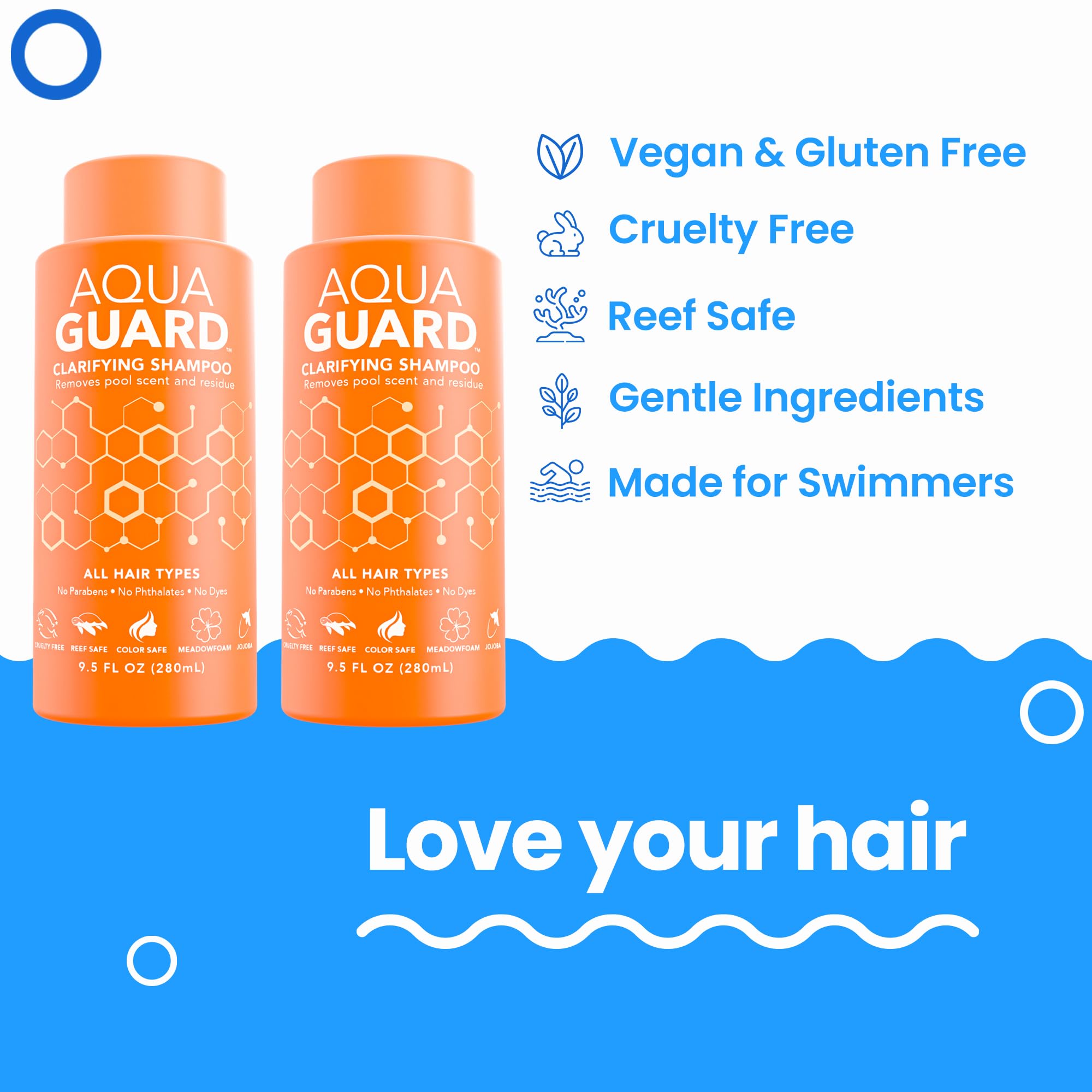 Aqua Guard Shampoing mousse-cheveux : mousse douce prête à nettoyer les cheveux après chlore.