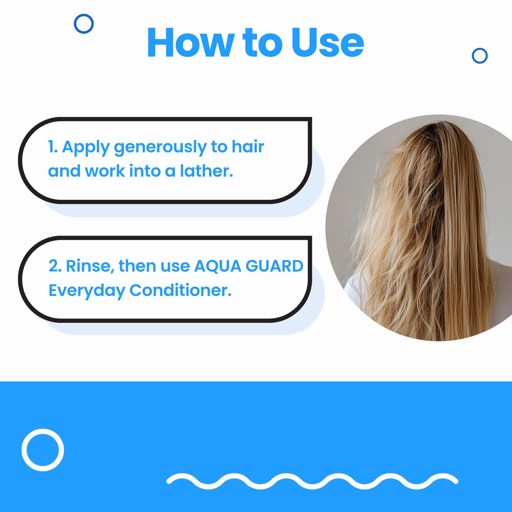 Aqua Guard Shampoing protection couleur : soin sûr pour les colorations exposées au chlore.