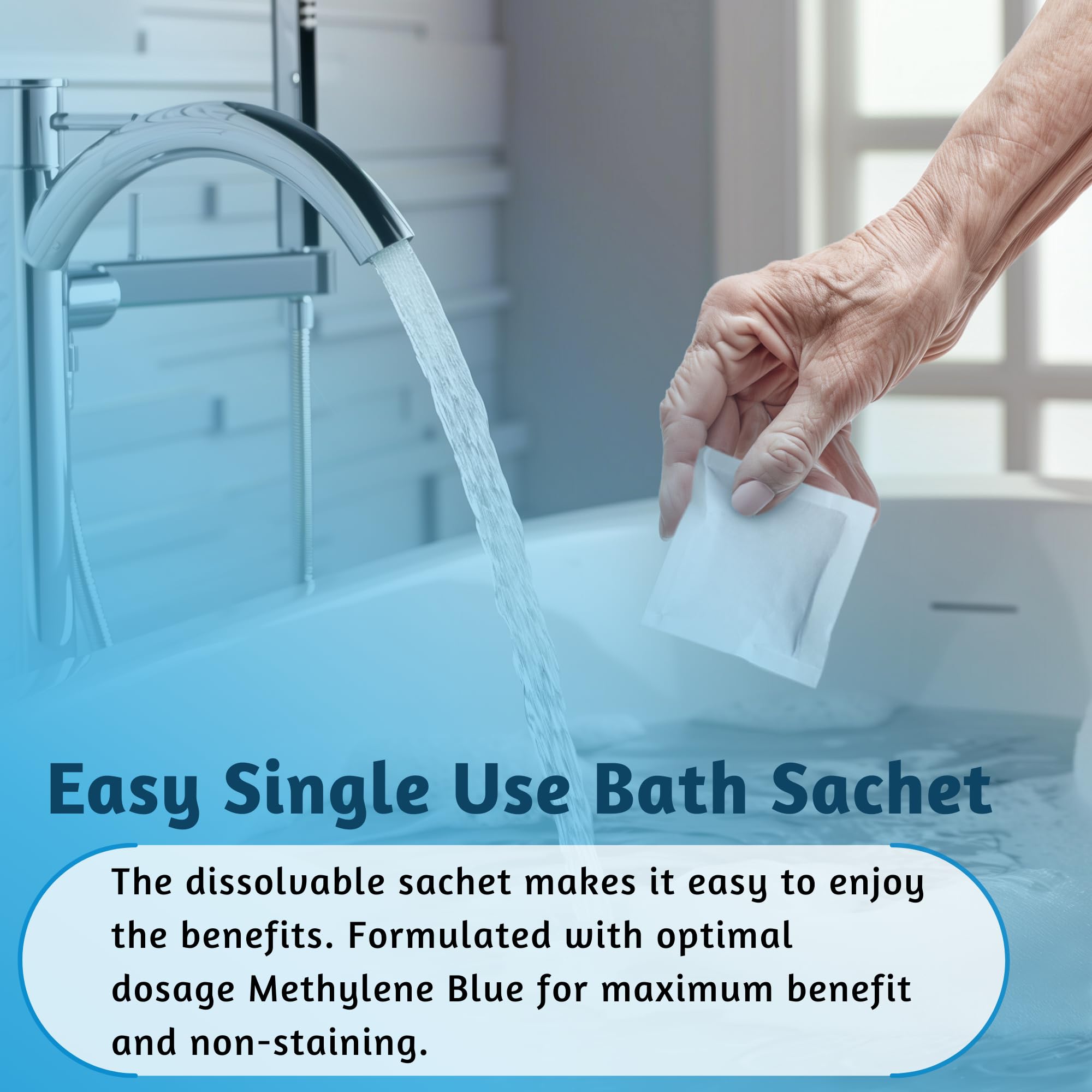 Aqua Miraculorum Methylene Blue mise en avant elastite peau et bain.