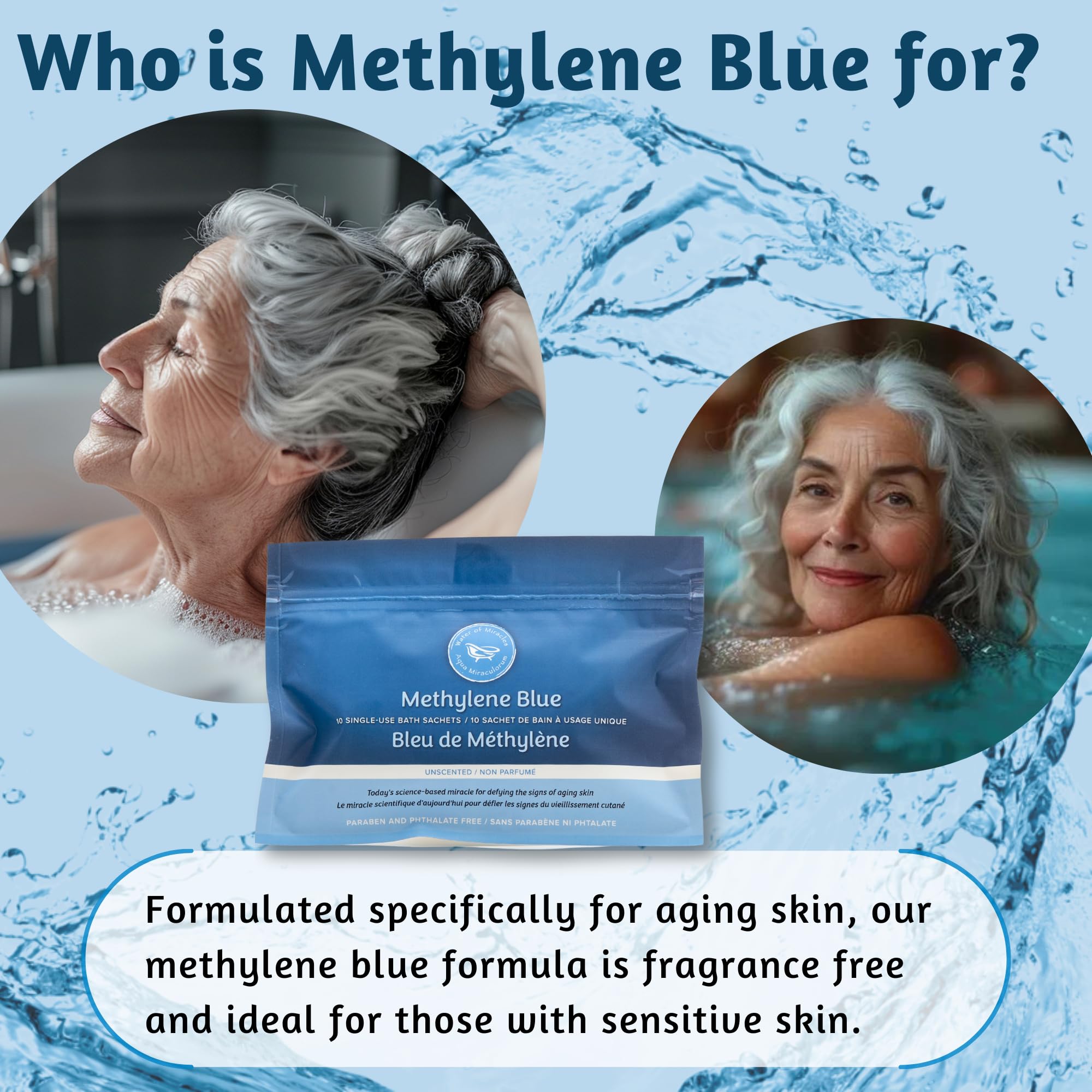 Aqua Miraculorum Methylene Blue sachets dissolvables facilitant l experience bain.