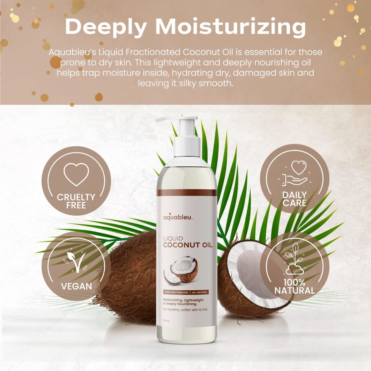 Rituel massage corporel avec Aquableu huile coco fractionnée, hydratation douce