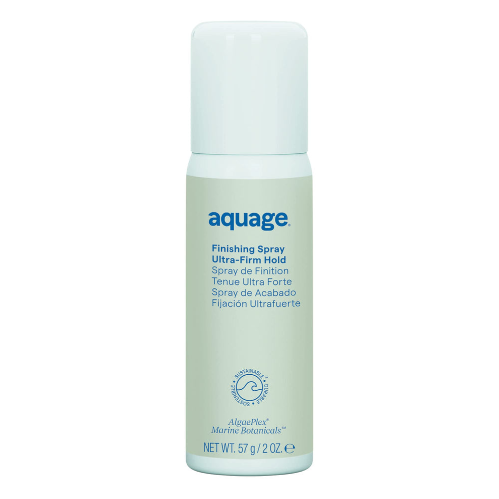 Aquage Finishing Spray — bouteille compacte de voyage prête pour une utilisation discrète et durable.