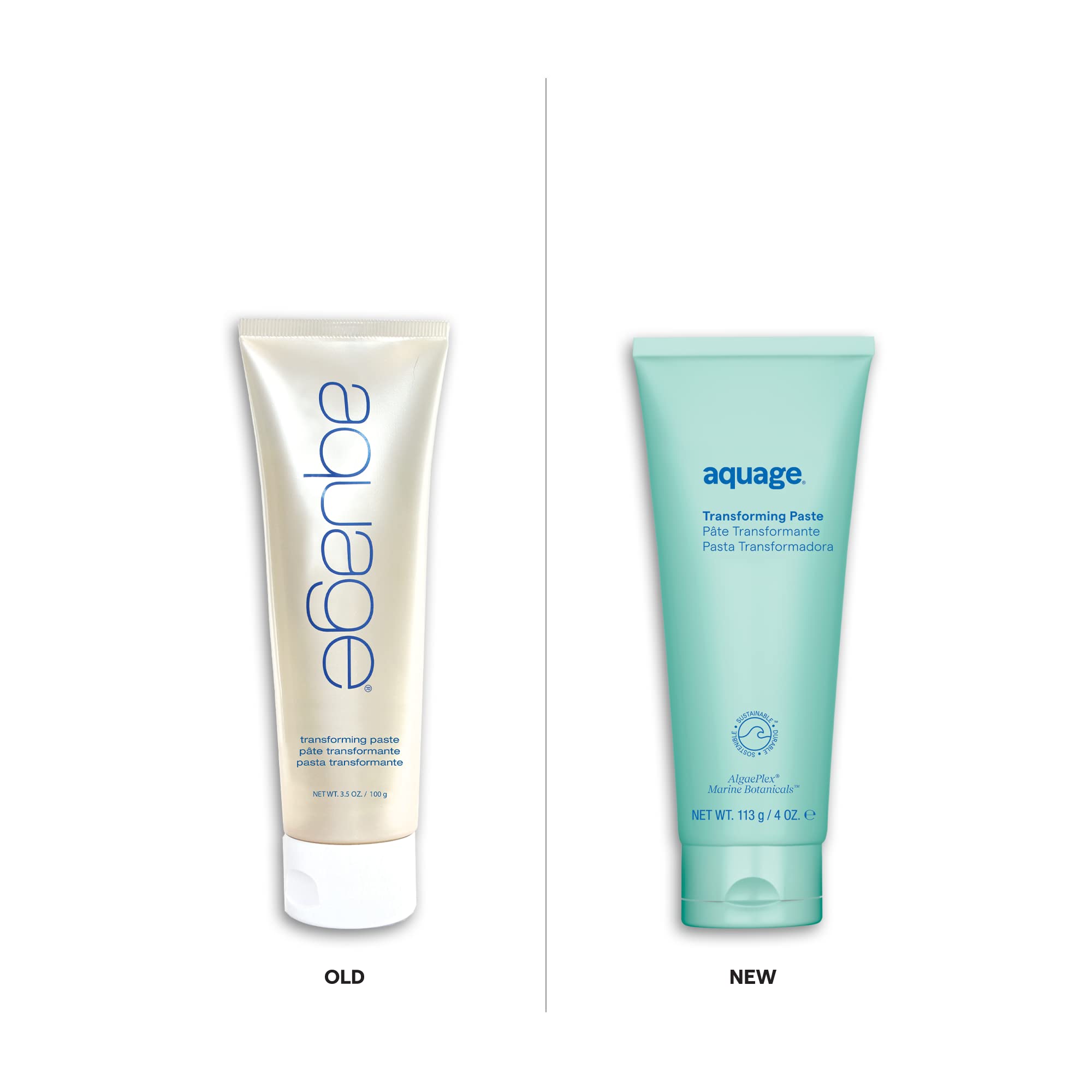 Aquage Pâte Transformante sur cheveux secs, tenue durable et flexible.