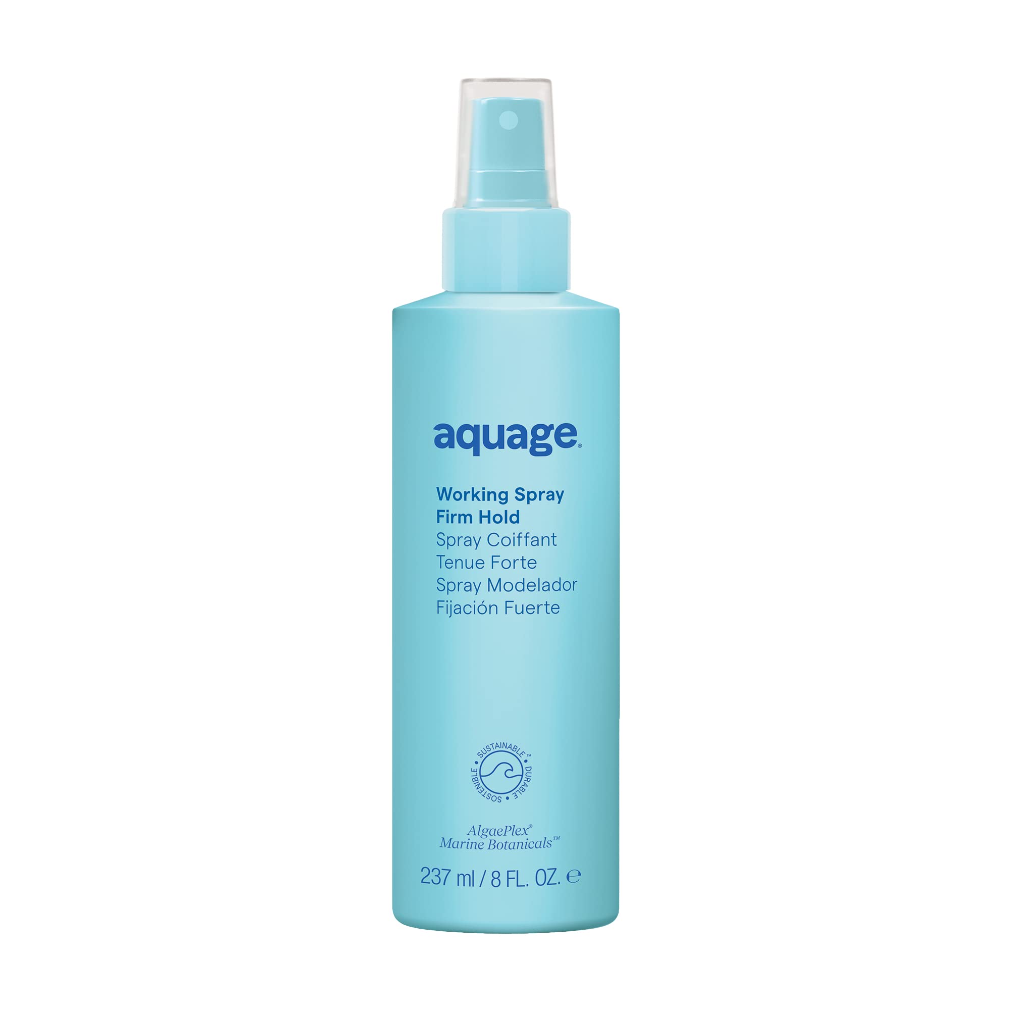 Aquage Working Spray firm-hold bottle demonstrates lasting shape and flexible reworkability.