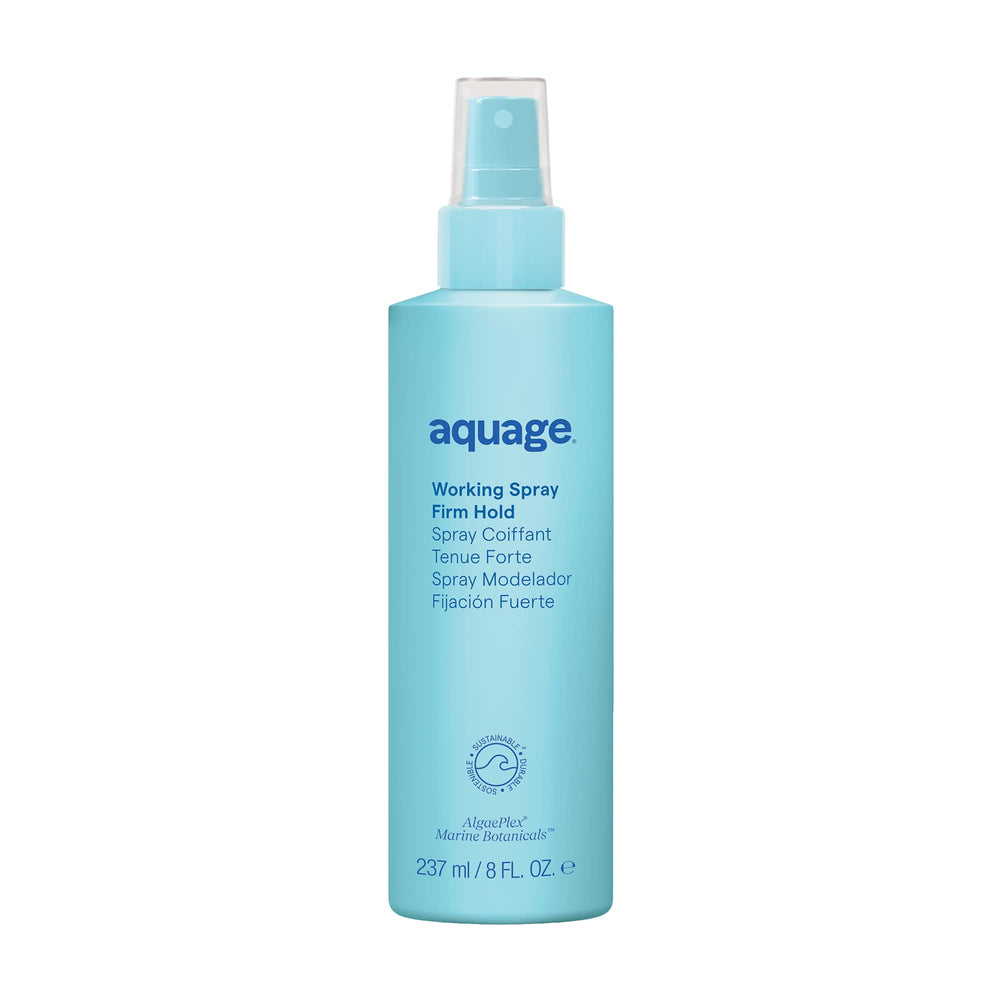 Aquage Working Spray firm-hold bottle demonstrates lasting shape and flexible reworkability.