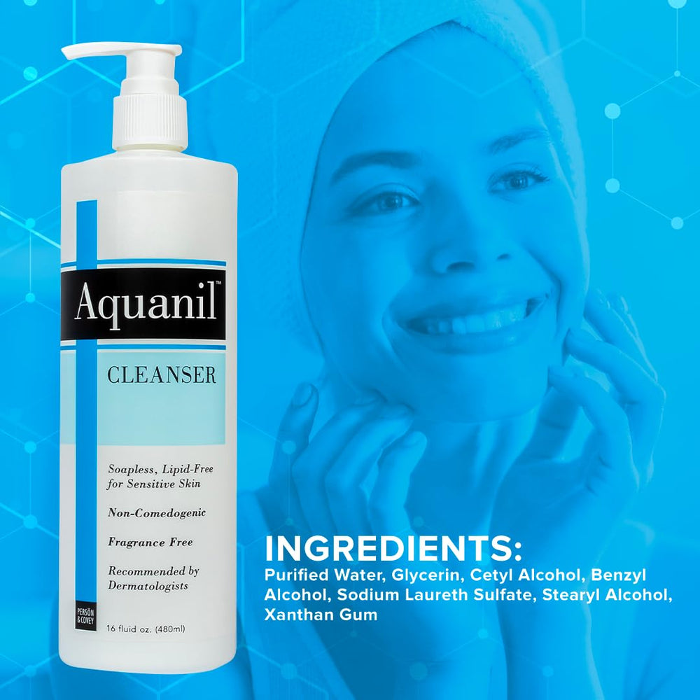 Nettoyant Aquanil sans savon et sans colorants pour une peau pure et douce.
