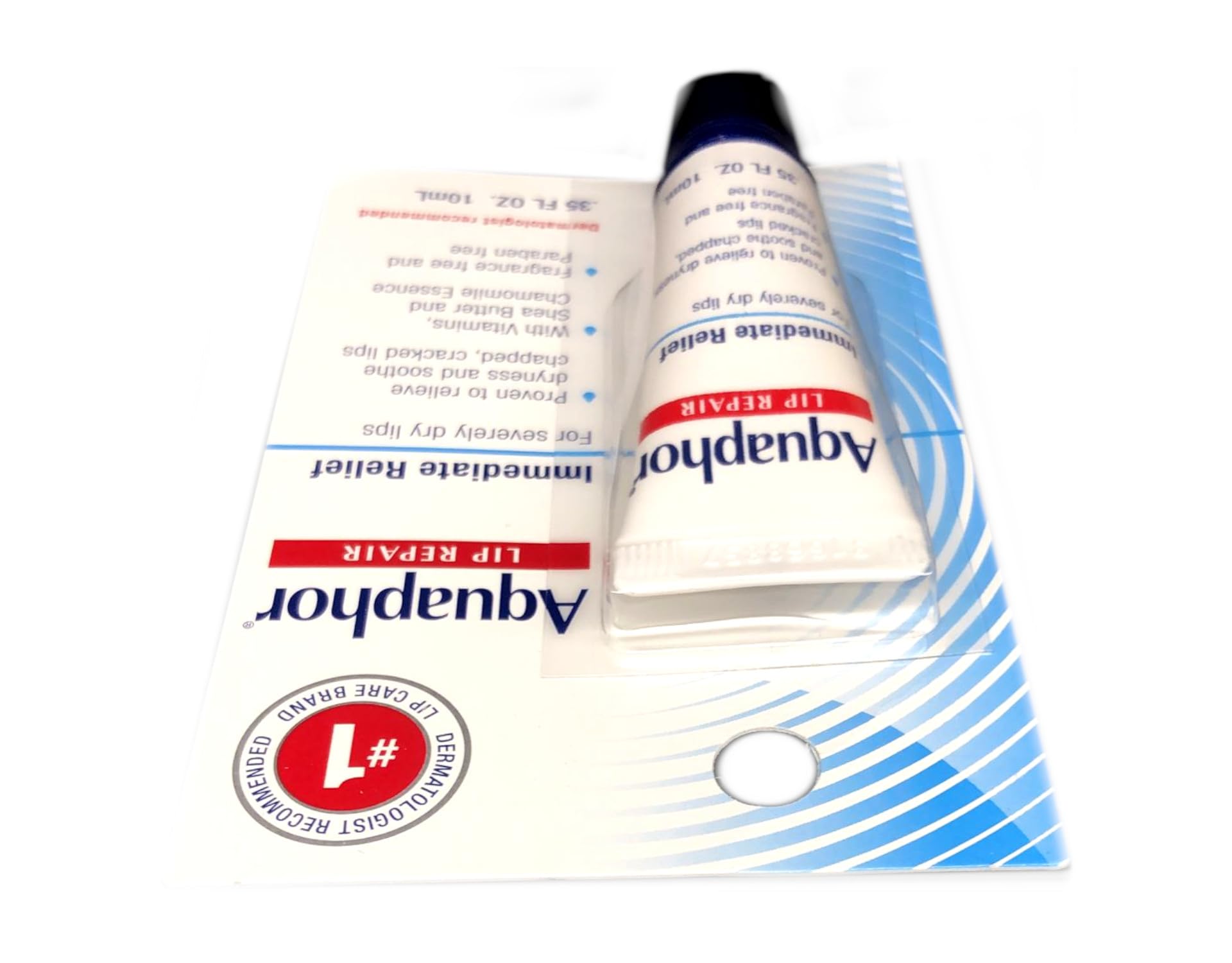 Aquaphor Lip Repair on lips during use illustrating immediate moisture after application.