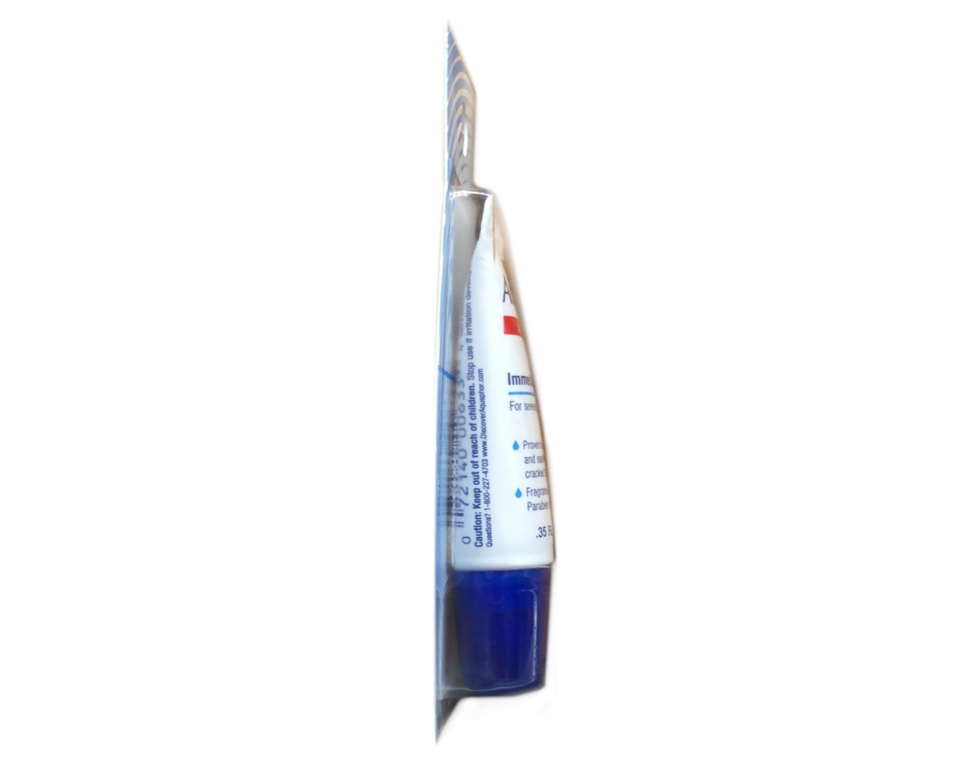 Aquaphor Lip Repair open tube detail showing smooth texture for gentle lip application.