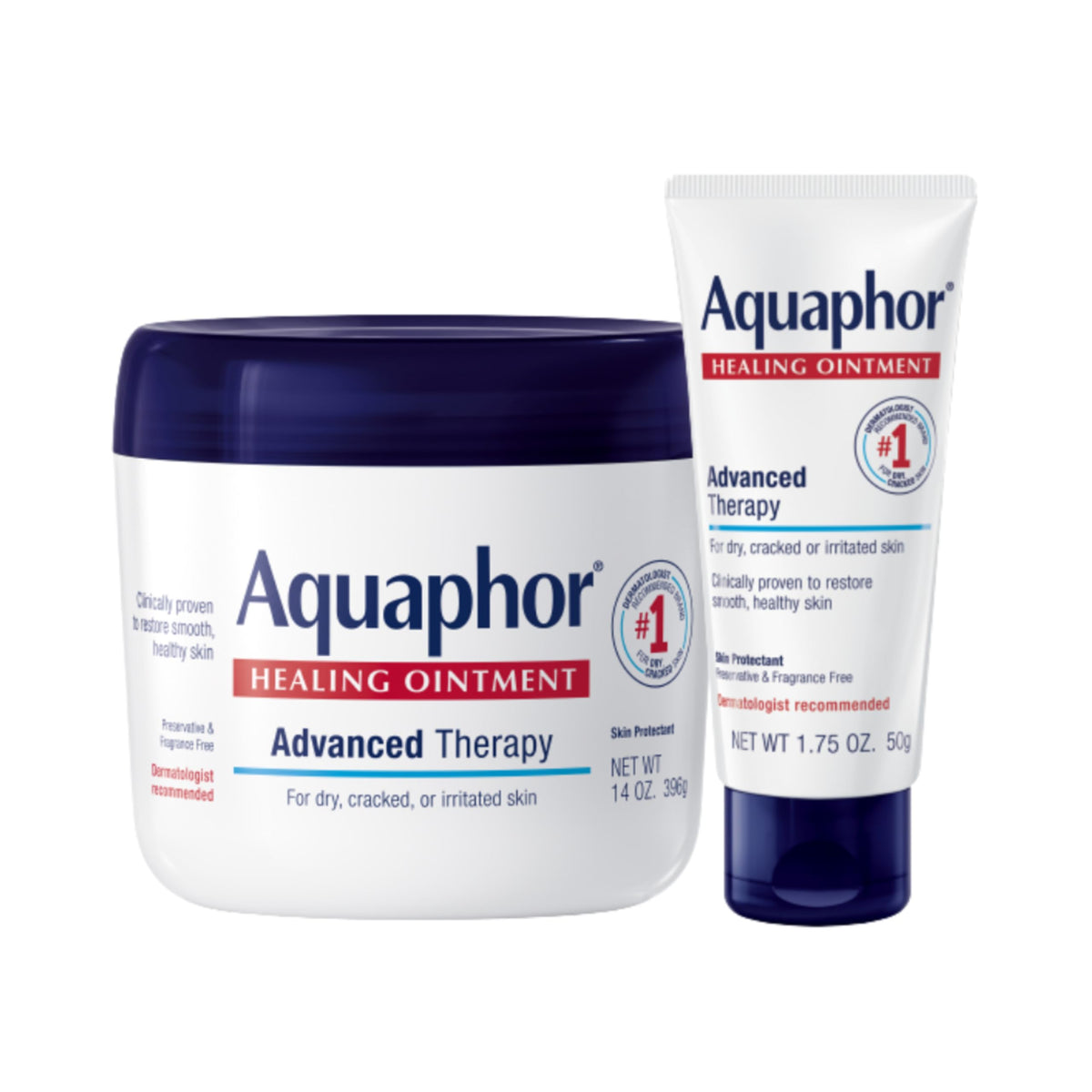 Pommade Aquaphor en pot de 14 onces, soin polyvalent pour peau sèche.