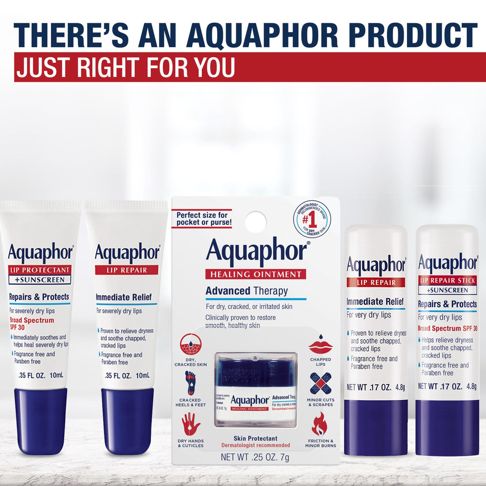 Soin contre le froid et le vent avec Aquaphor Lip Repair Stick.