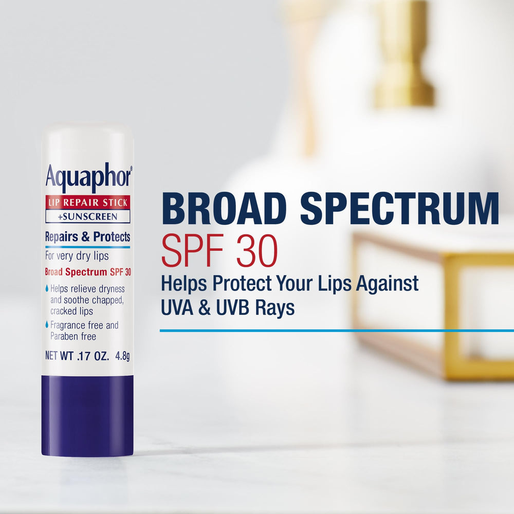 Aquaphor SPF30 pour lèvres, protection UV en extérieur.