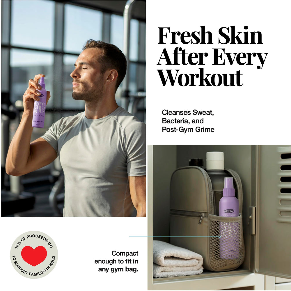 Soin apres percage Aquia Hypochloreux Spray visage et corps.