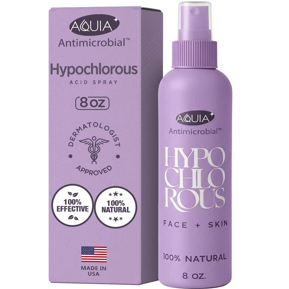 Aquia Hypochloreux Spray visage — bouteille prête pour le soin quotidien.
