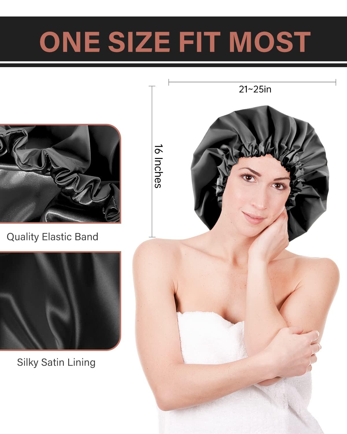 Aquior bonnet-douche-doublure-satin offre une douceur satinée pour protéger les cheveux