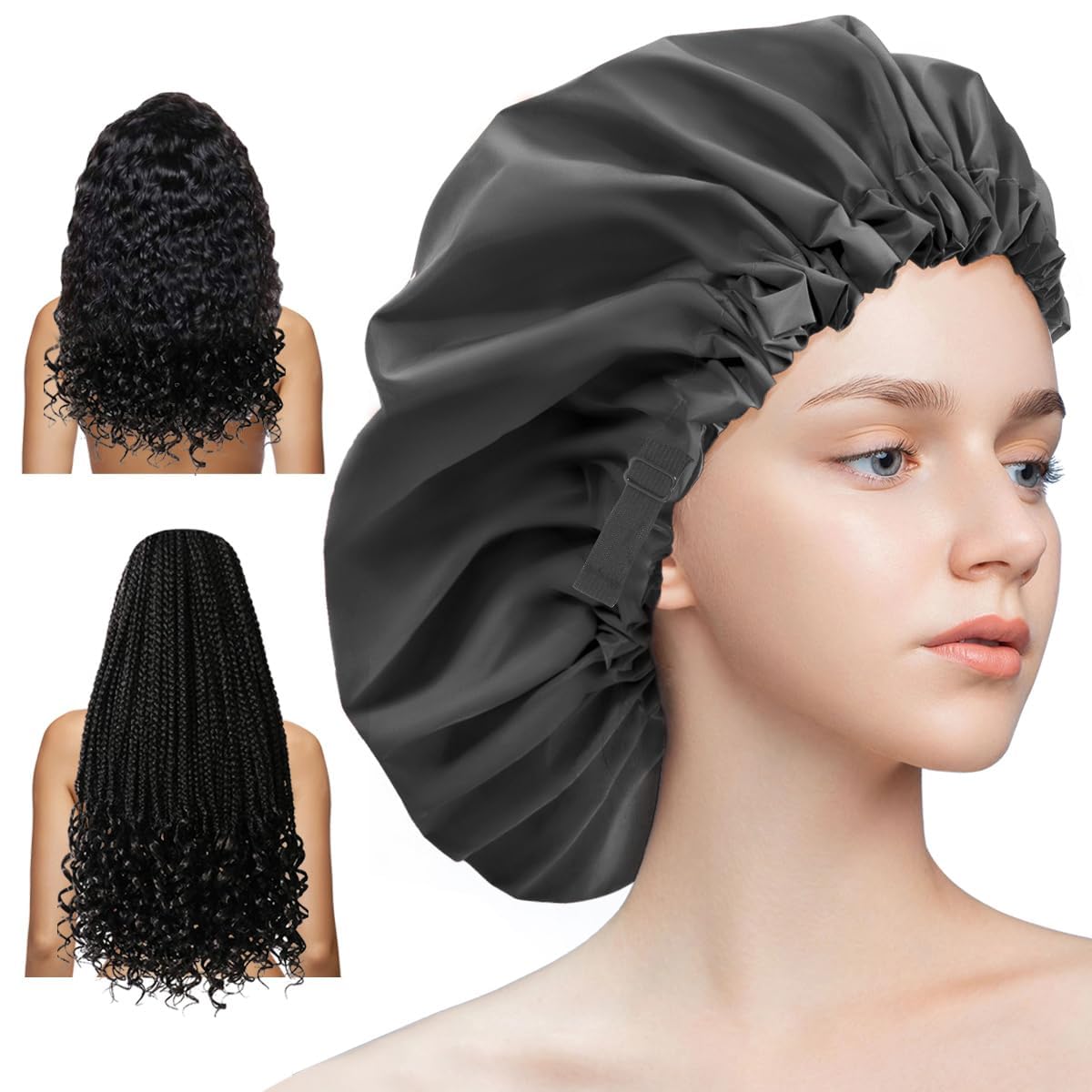Aquior bonnet ajustable pour femme, confort optimal lors de la douche