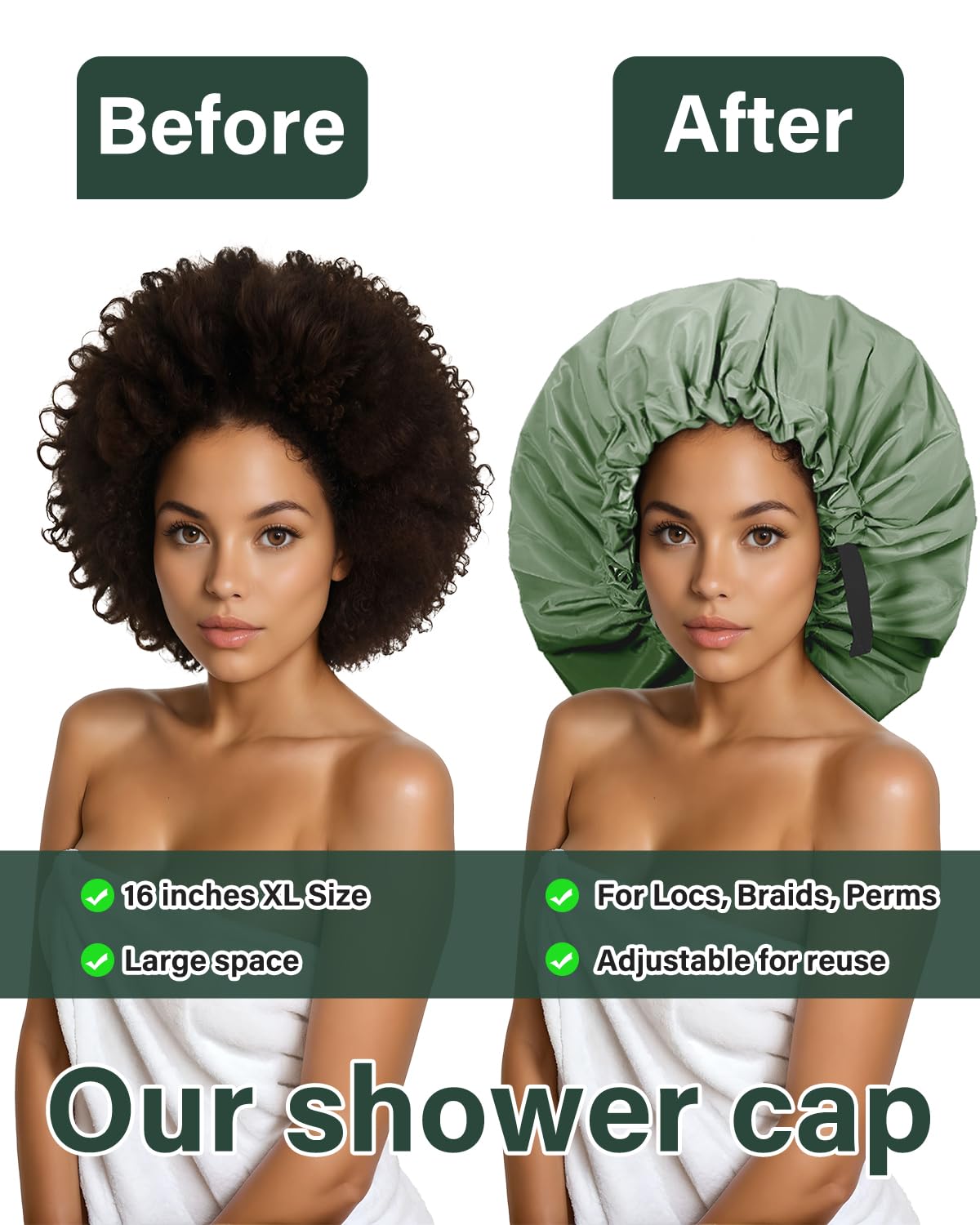 Aquior bonnet-douche-tresses-locs: adapté pour tresses et locs.