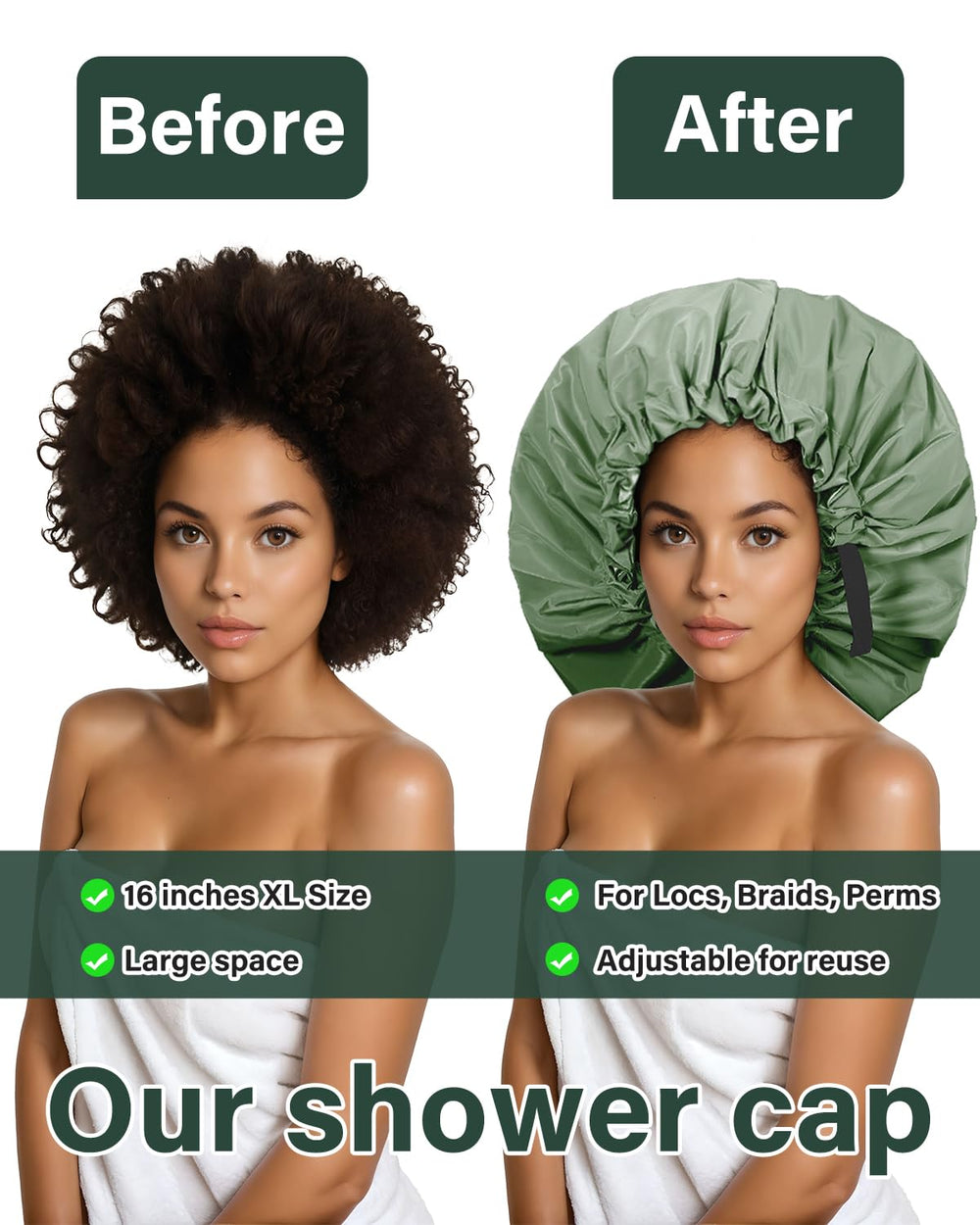 Aquior bonnet-douche-tresses-locs: adapté pour tresses et locs.