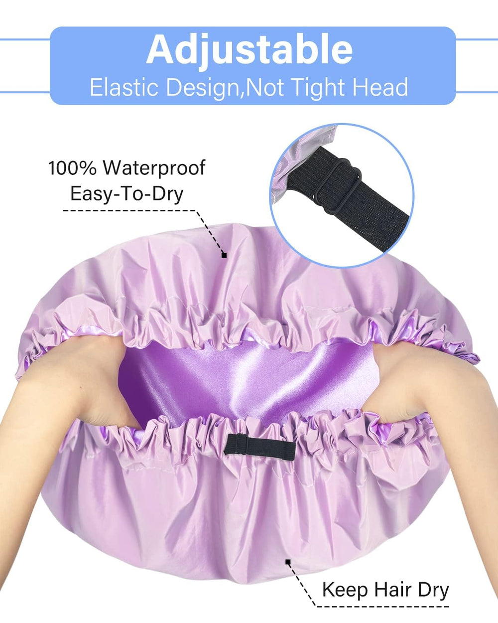 Aquior bonnet de douche généreux pour tresses et cheveux volumineux.