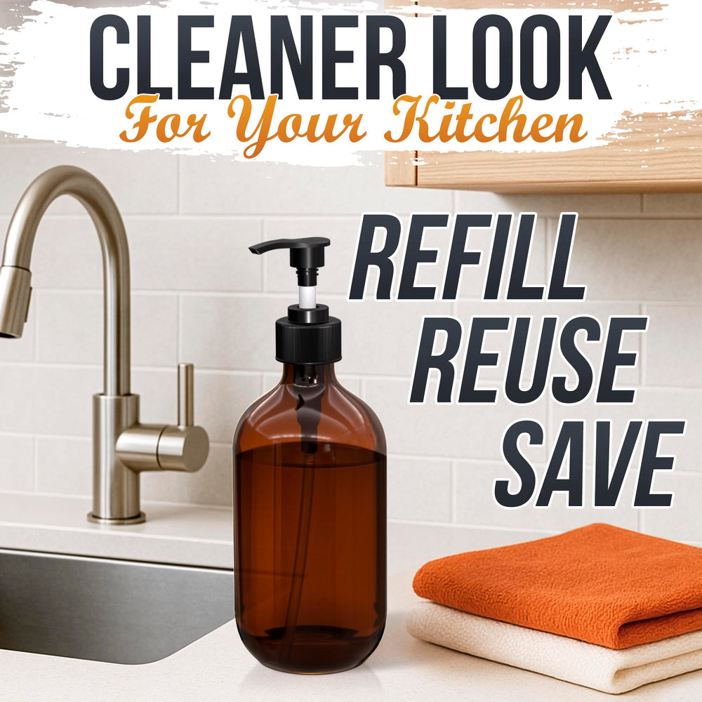 Distributeur Aquue ambre pour vaisselle, design durable et hygiénique.