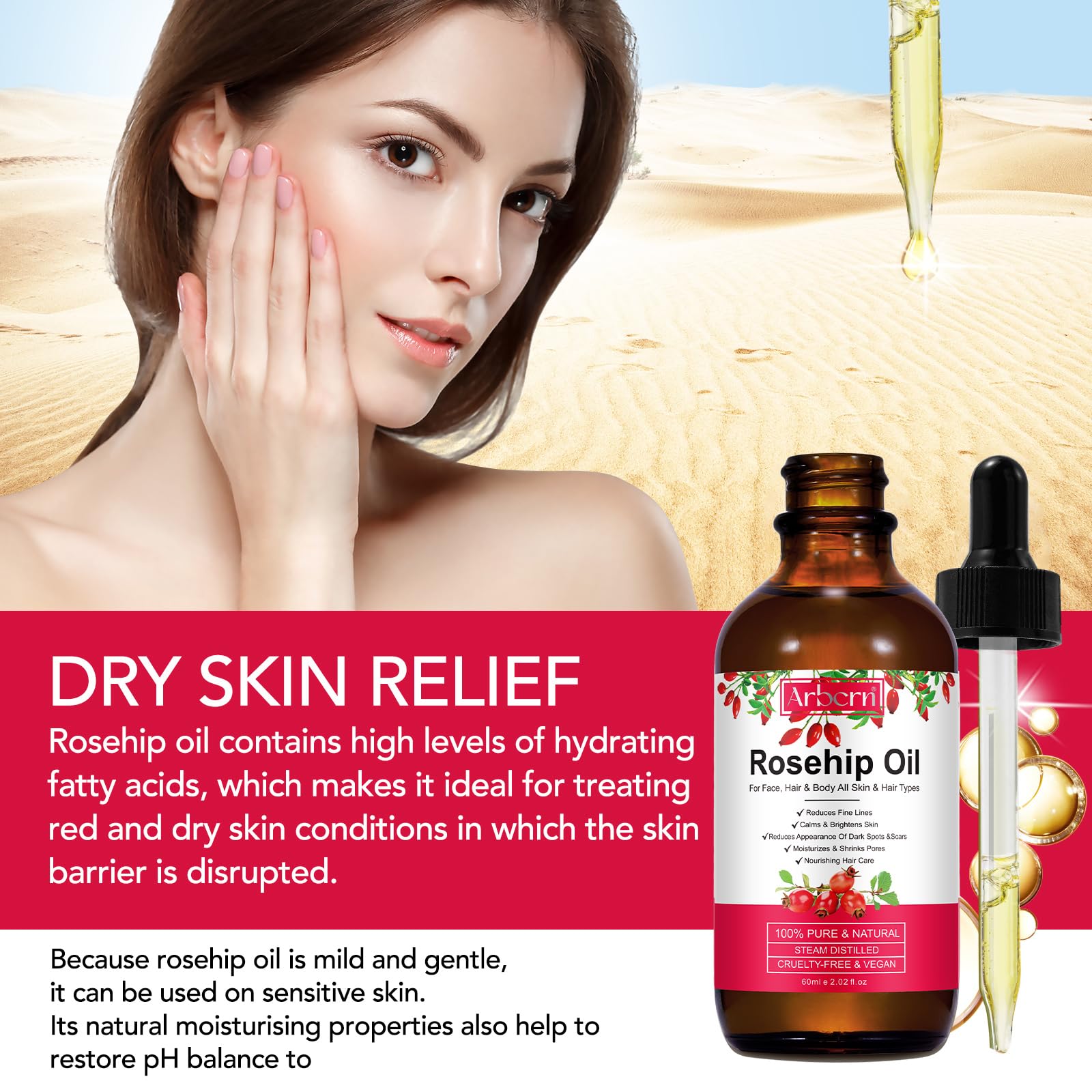 A r b c r n huile rose musquée pour cuticules : soin ciblé