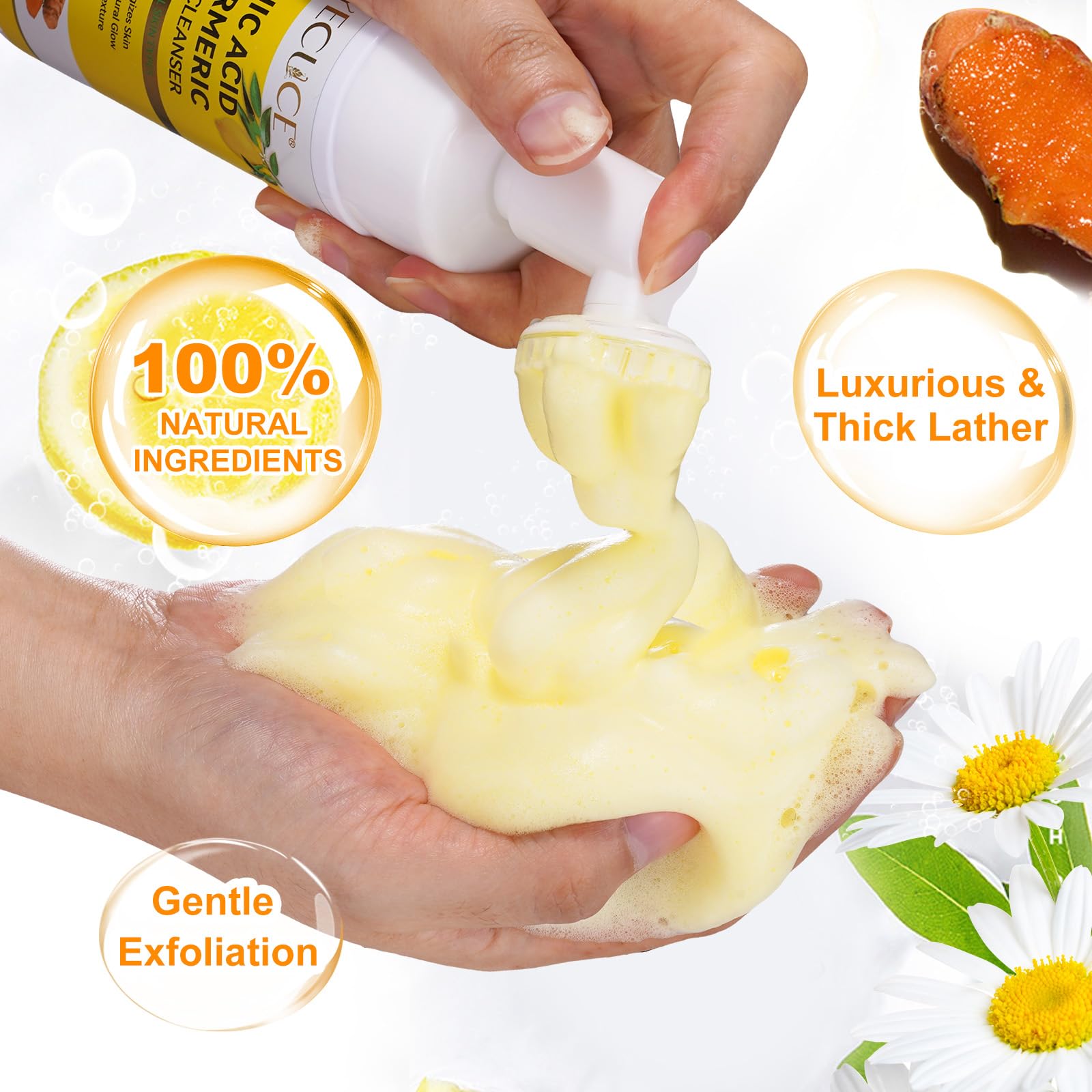 A r b c r n Mousse Nettoyante au Curcuma — flacon 150 ml pratique.