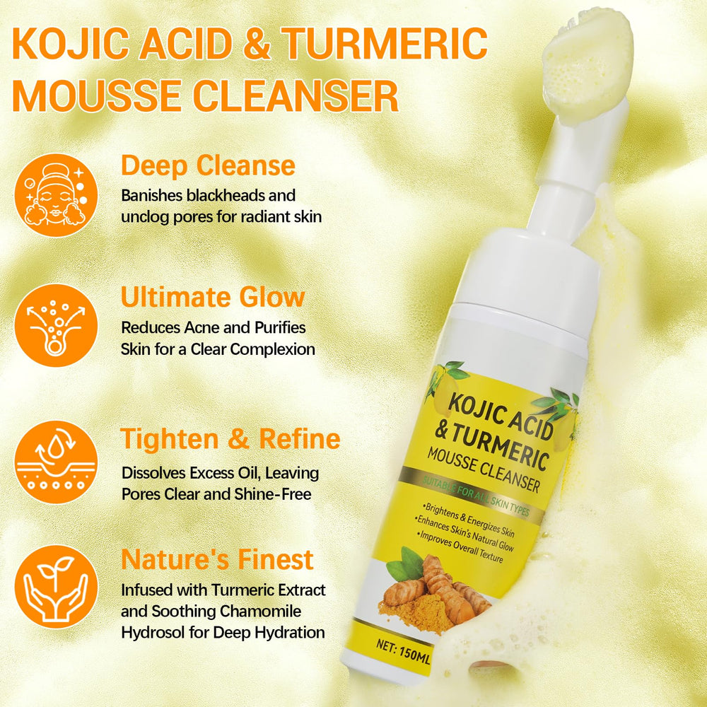 A r b c r n Mousse Nettoyante au Curcuma — texture mousse légère prête au nettoyage.