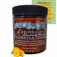 Arbordoun Calendula Crème dans un bocal ambré, soin doux pour peau sensible.