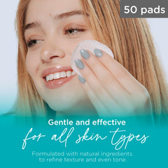 Arbre de Vie – tampon glycolique 18% pour visage en action, exfoliation douce.