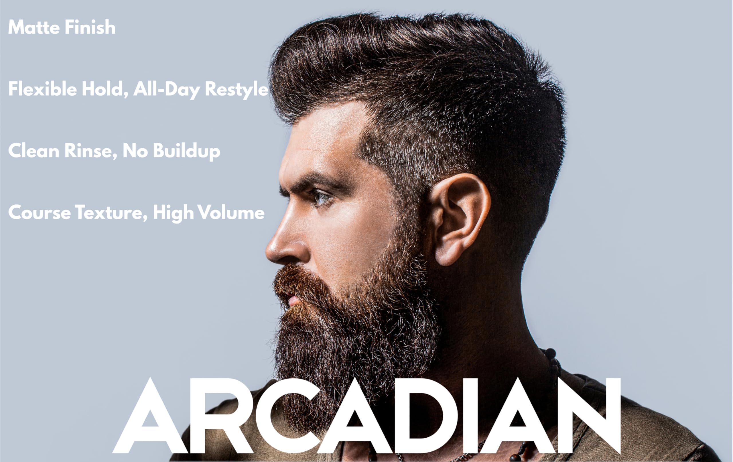Arcadian Pâte Argile Matte – formule nourrissante qui protège les cheveux pendant la journée.