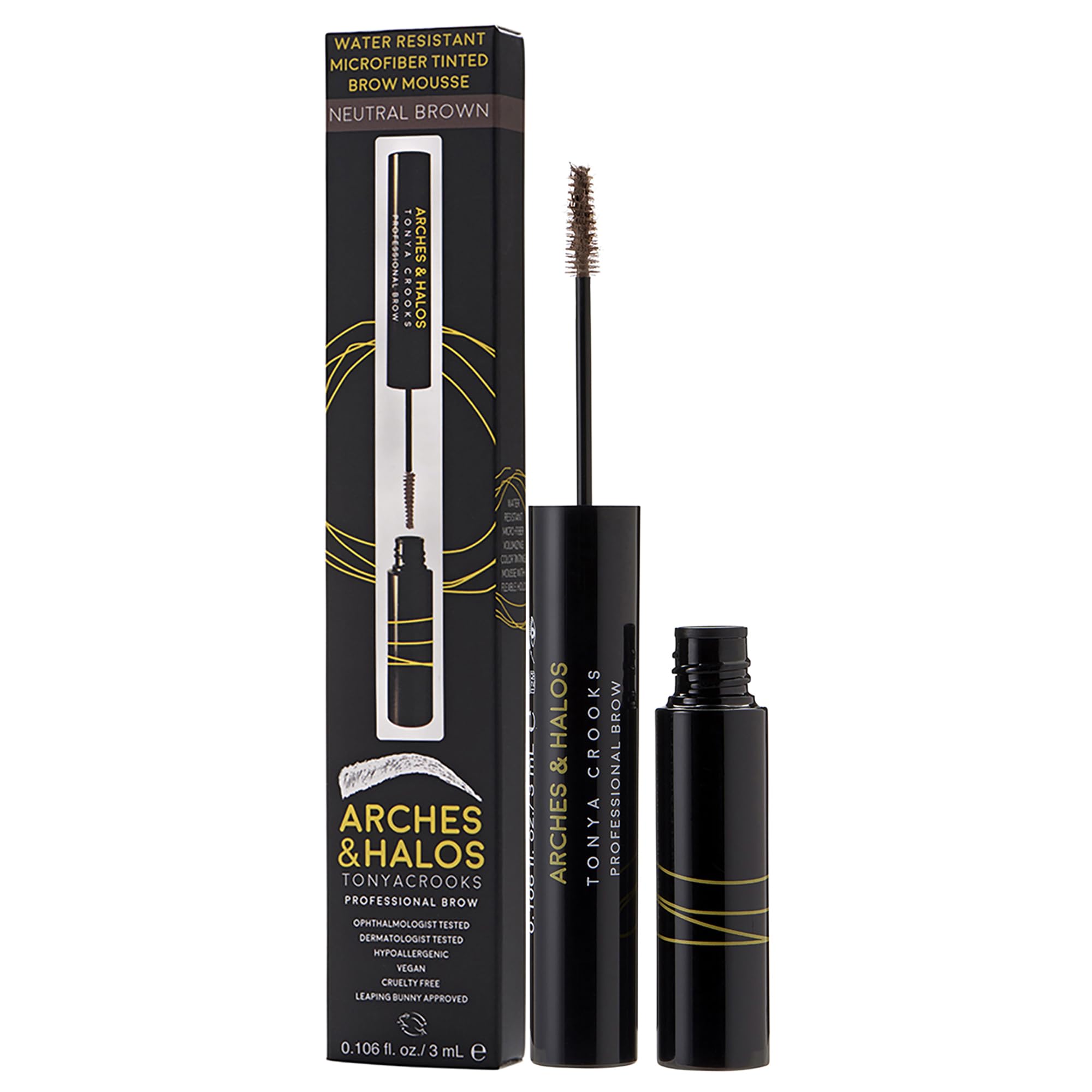 Arches & Halos mousse teintée pour sourcils, texture riche et volume naturel.