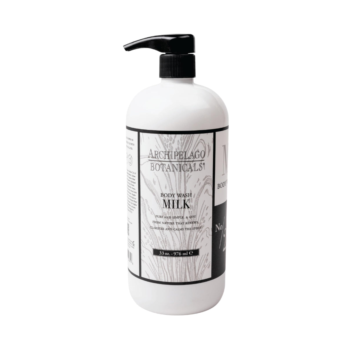 Gel douche Archipelago Botanicals au lait en bouteille, hydratation douce pour peau sensible.