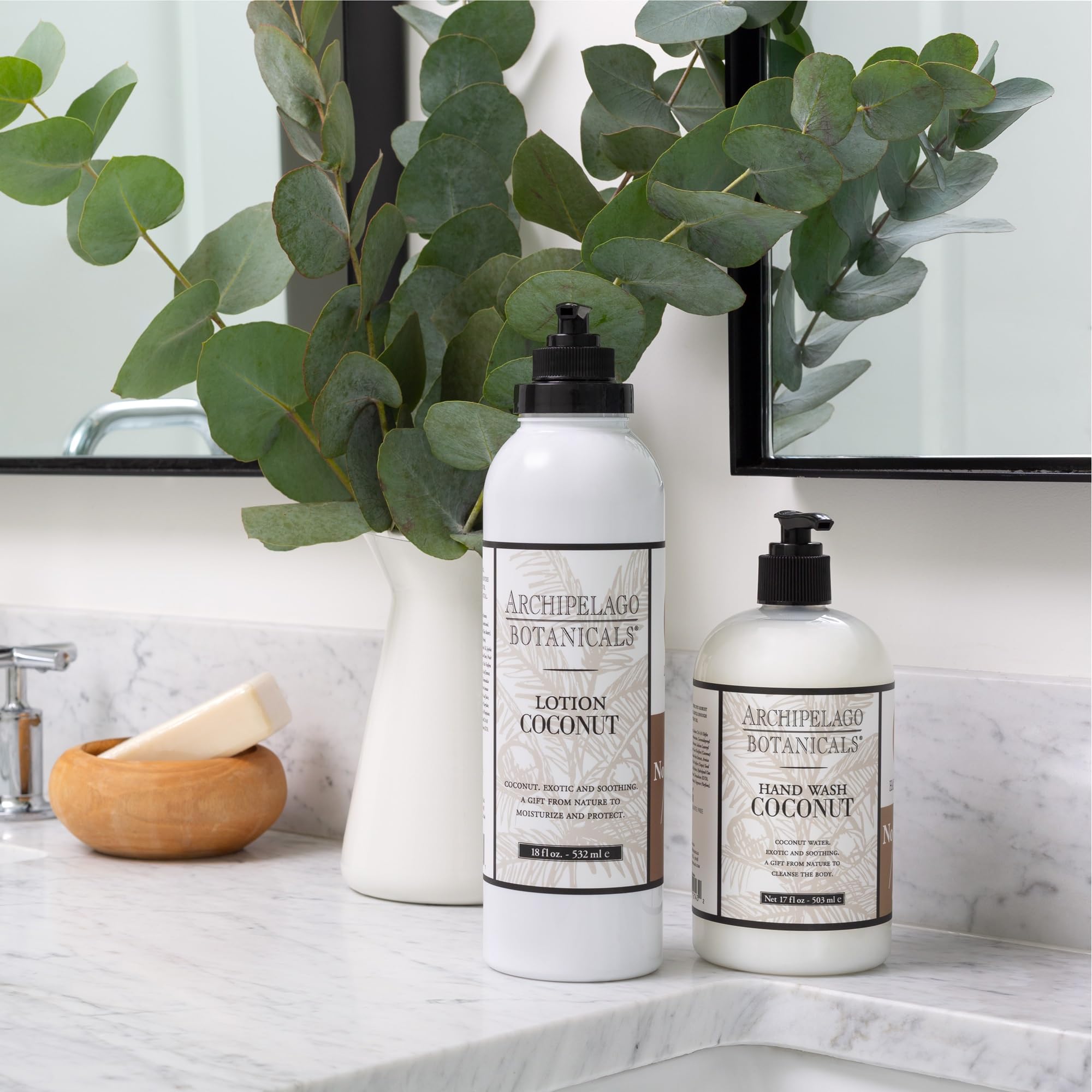 Archipelago Botanicals Lait Coco: emballage clair pour facilité d'utilisation.