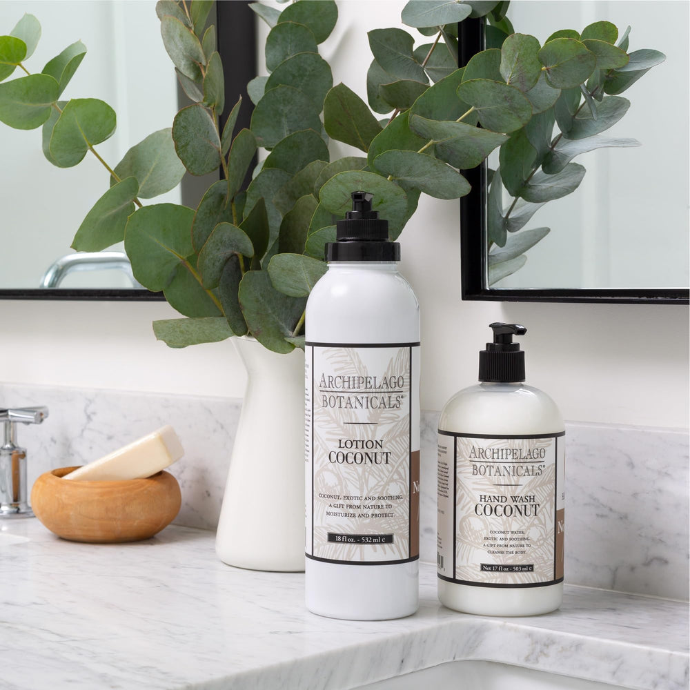 Archipelago Botanicals Lait Coco: emballage clair pour facilité d'utilisation.